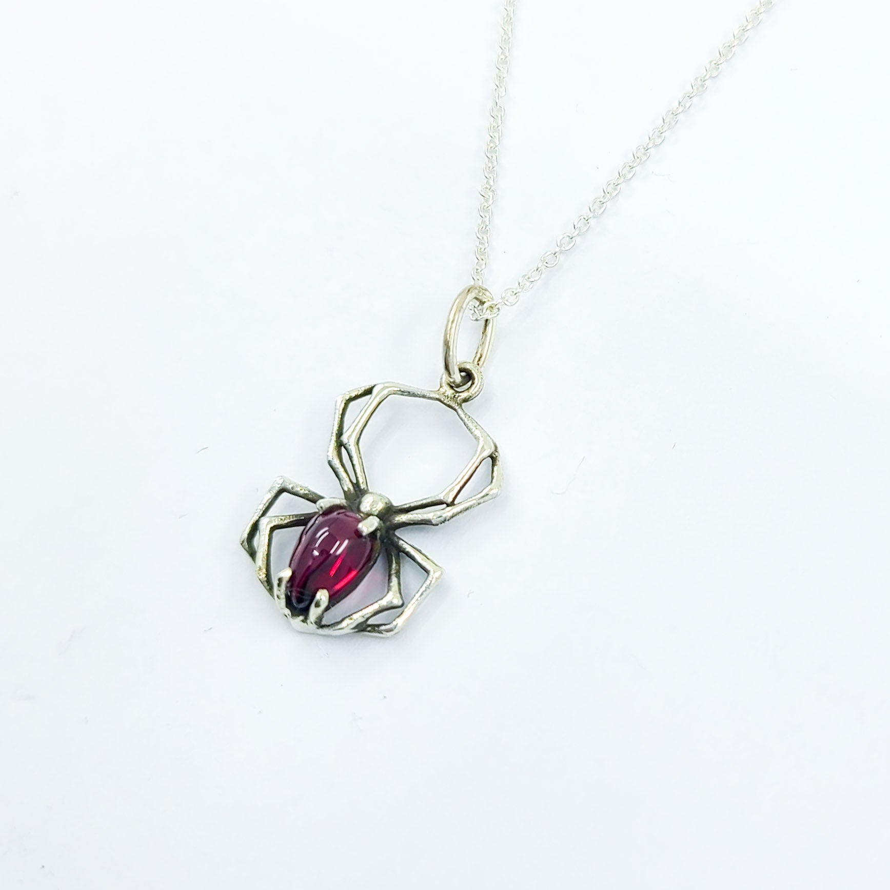 Radiant Red Garnet Cab Spider Pendant