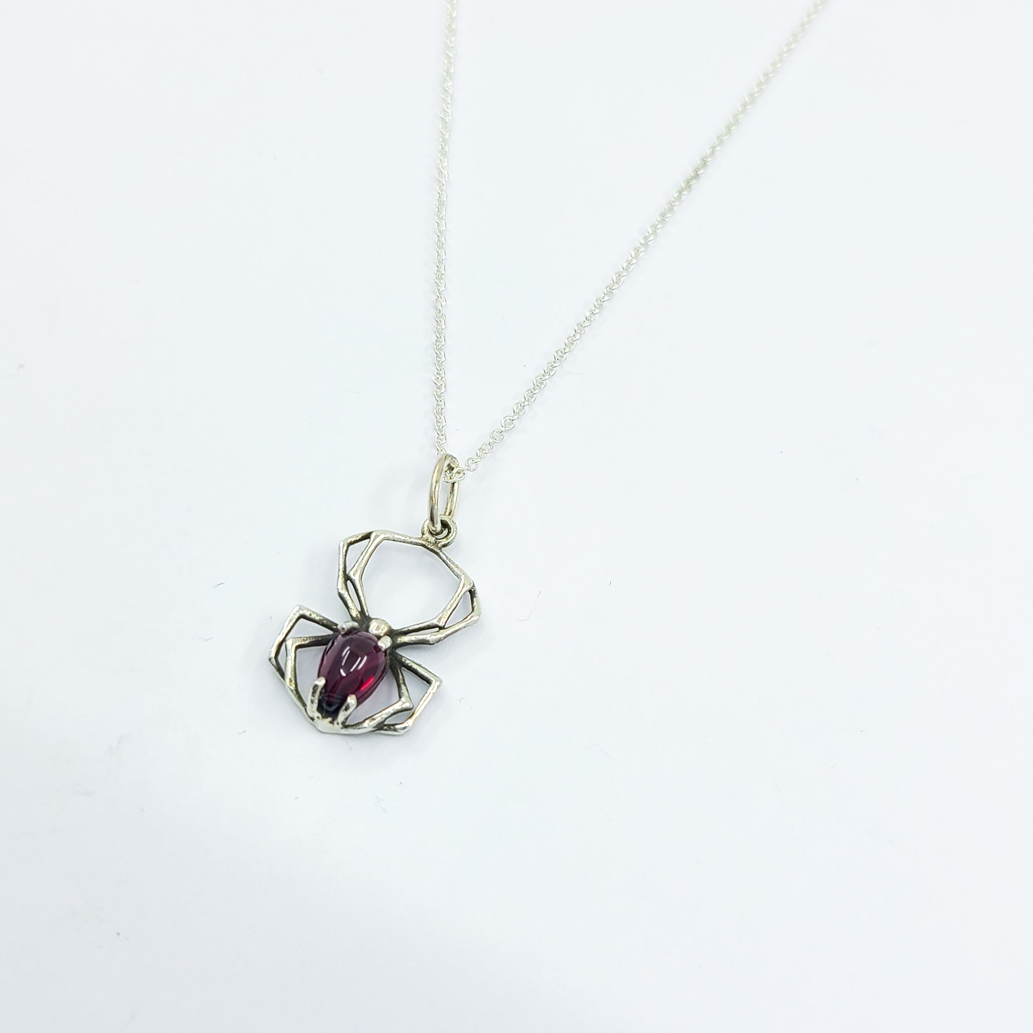 Radiant Red Garnet Cab Spider Pendant