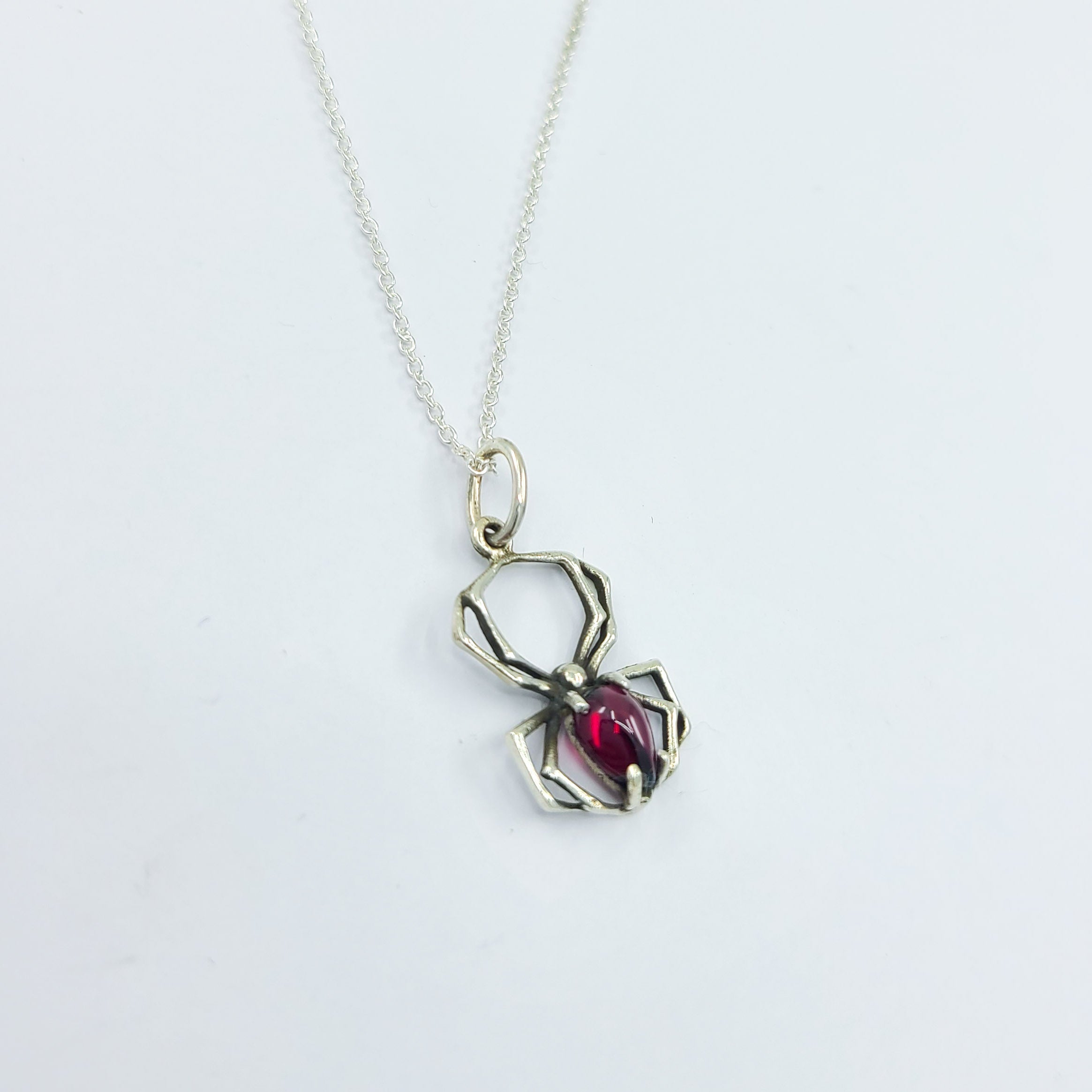 Radiant Red Garnet Cab Spider Pendant