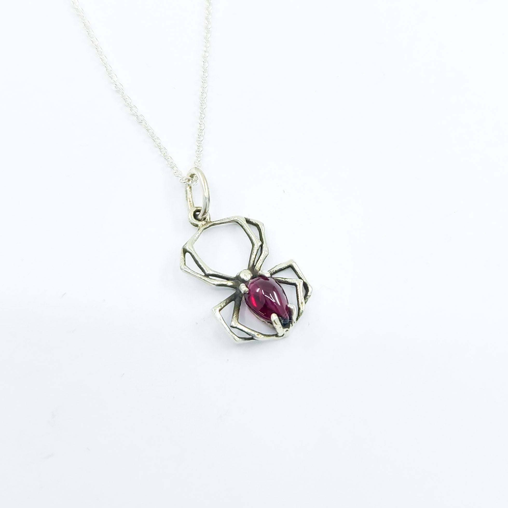 Radiant Red Garnet Cab Spider Pendant