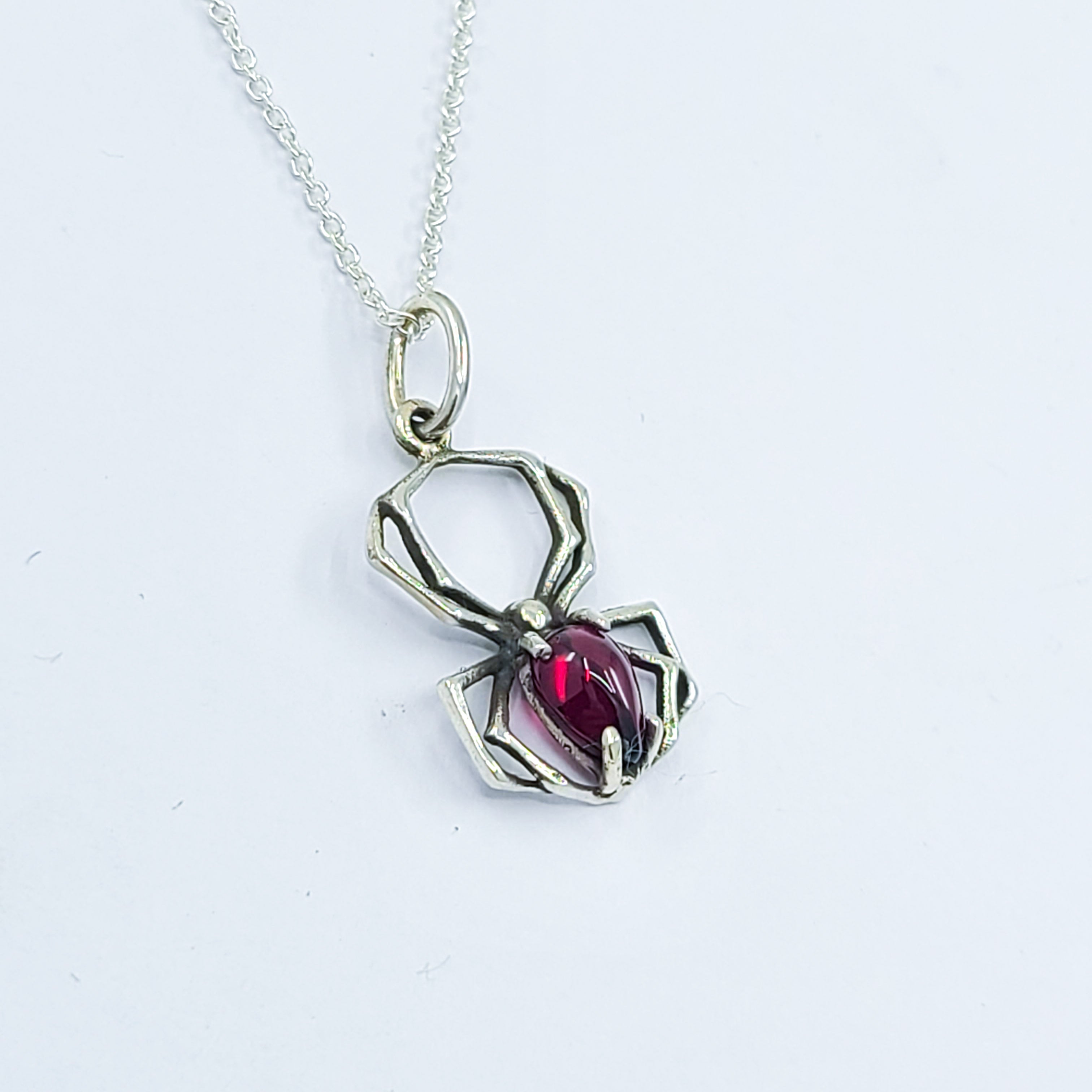 Radiant Red Garnet Cab Spider Pendant
