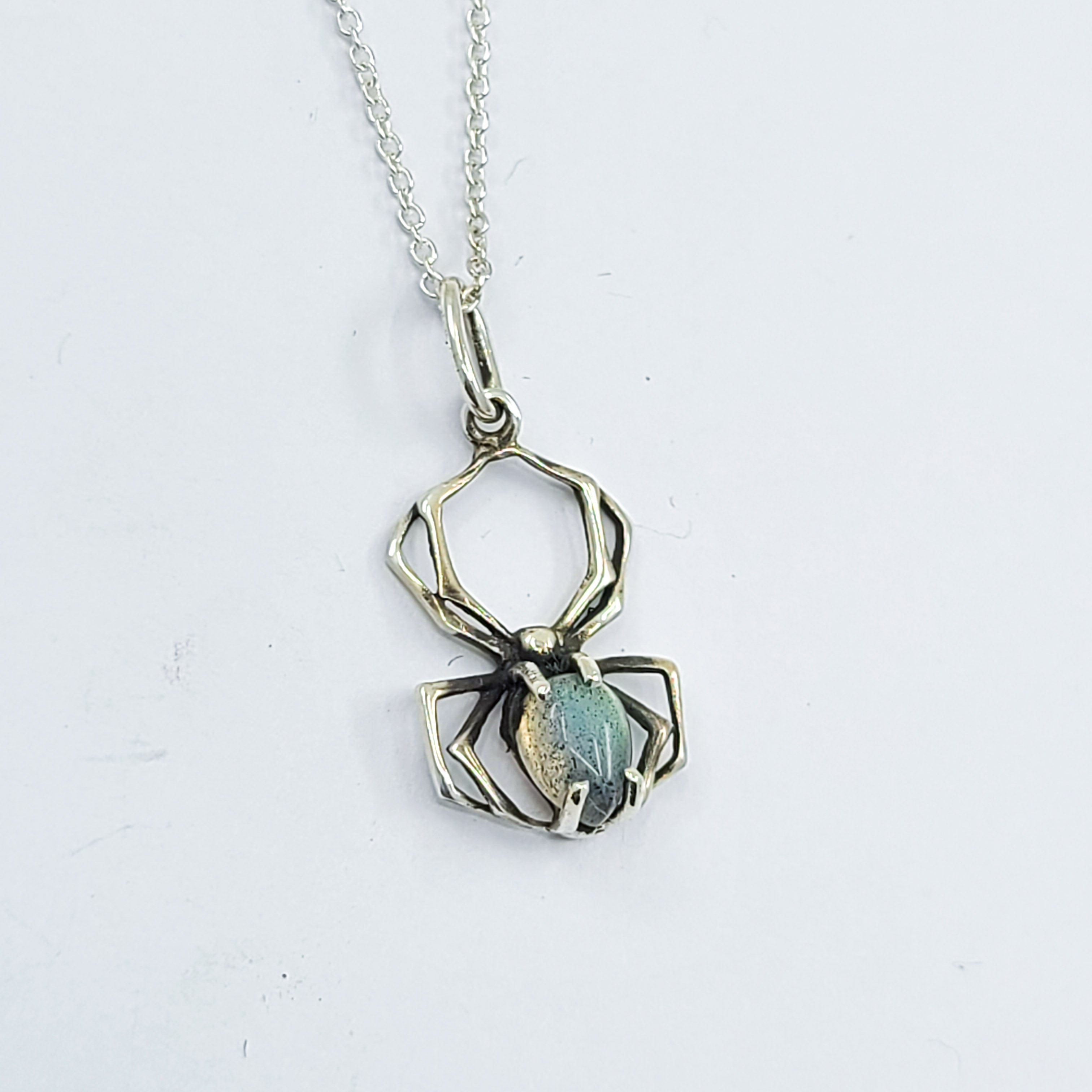Labradorite Spider Pendant, Blue Flash