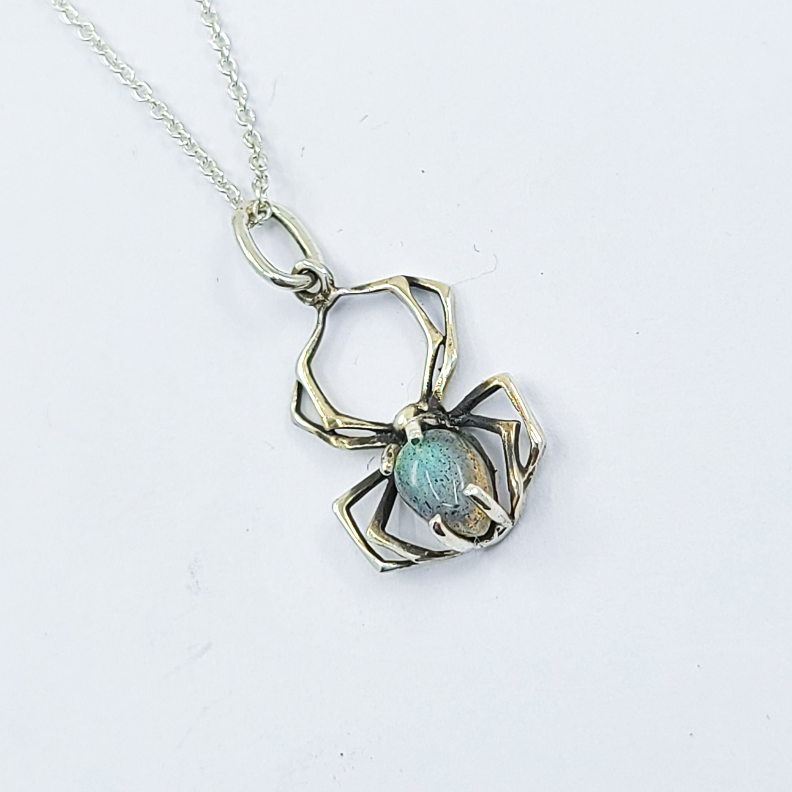 Labradorite Spider Pendant, Blue Flash