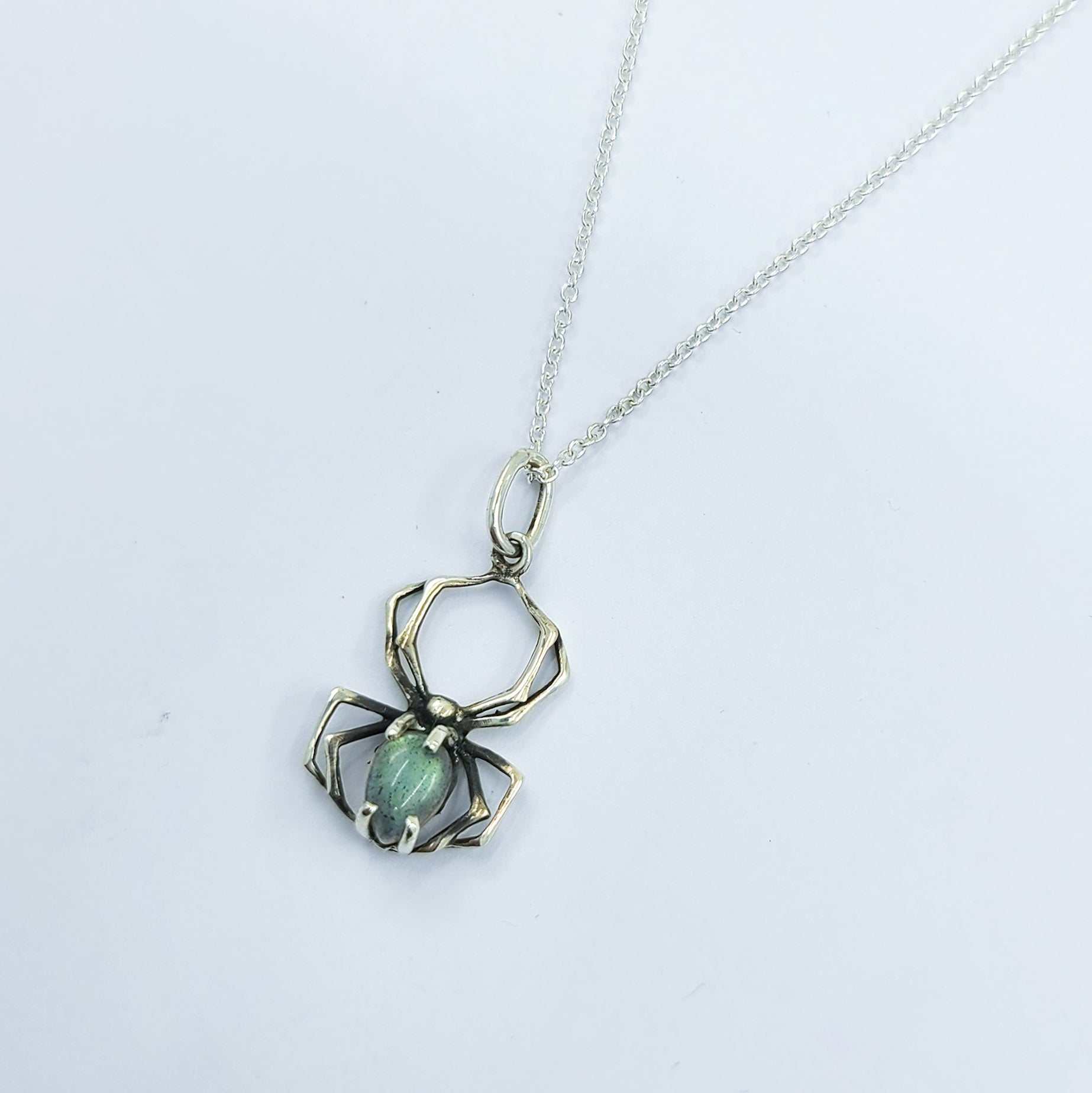 Labradorite Spider Pendant, Blue Flash