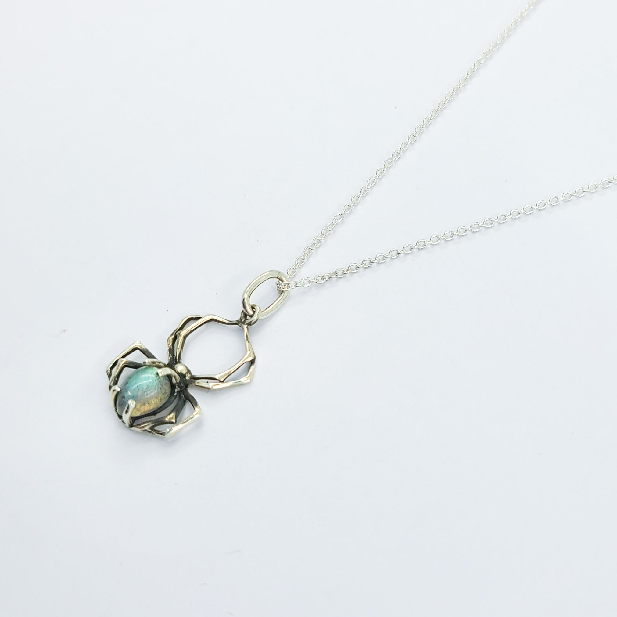 Labradorite Spider Pendant, Blue Flash