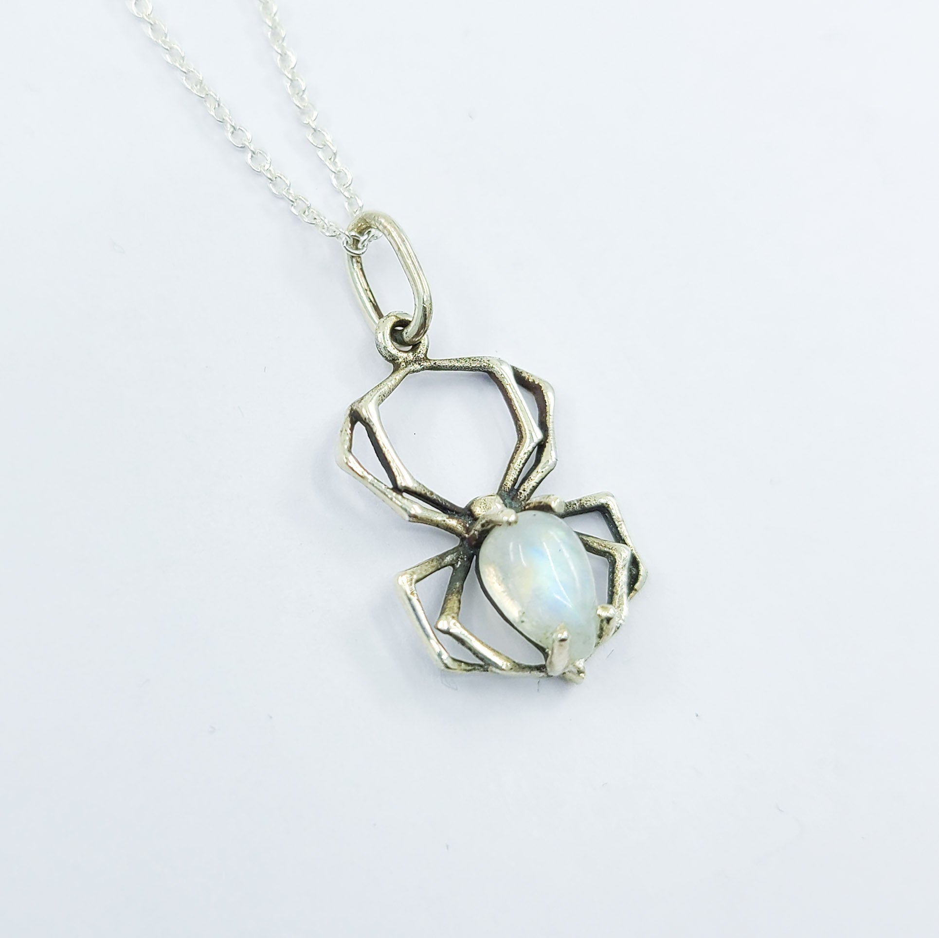 Rainbow Moonstone Spider Pendant