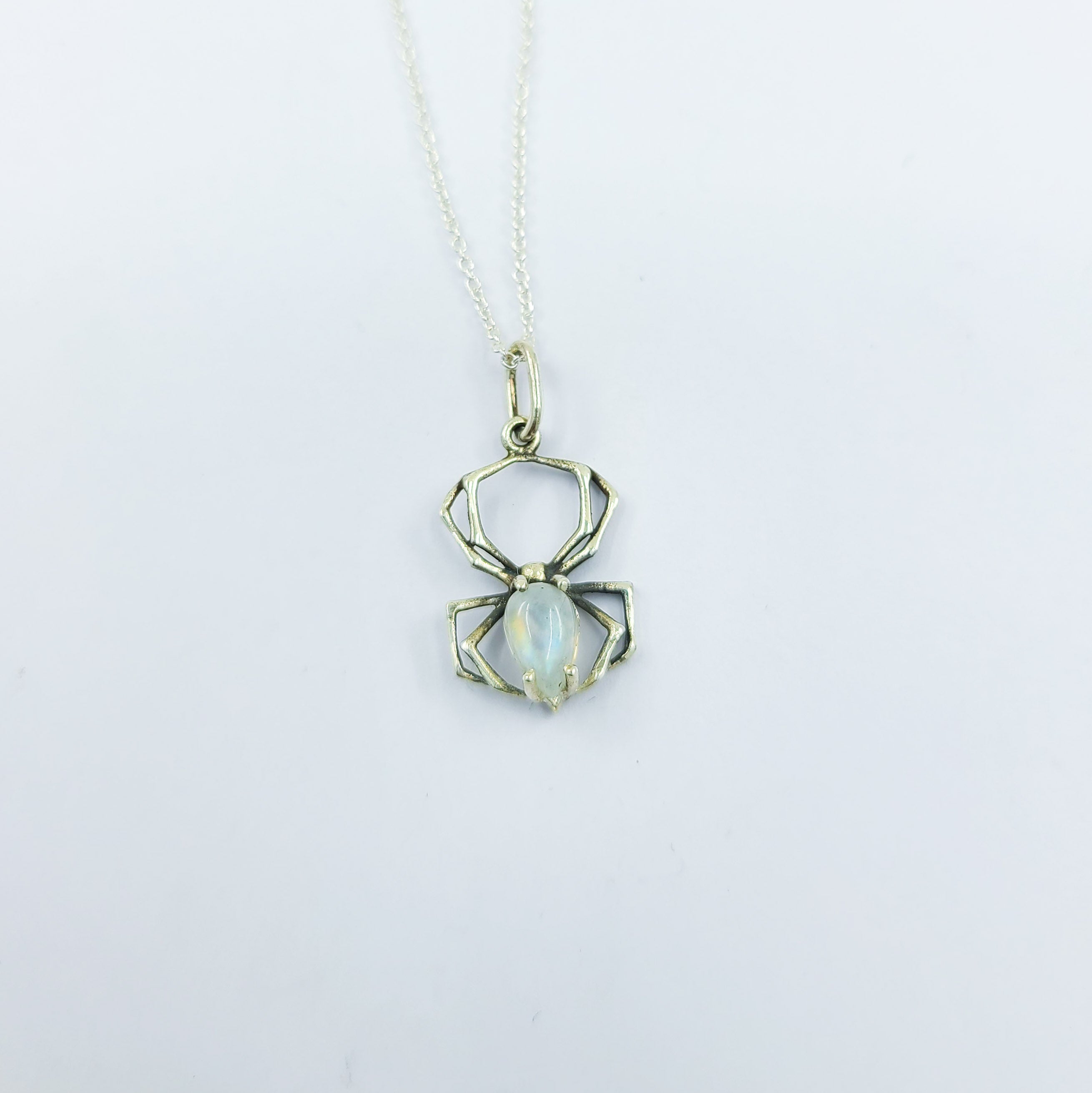 Rainbow Moonstone Spider Pendant