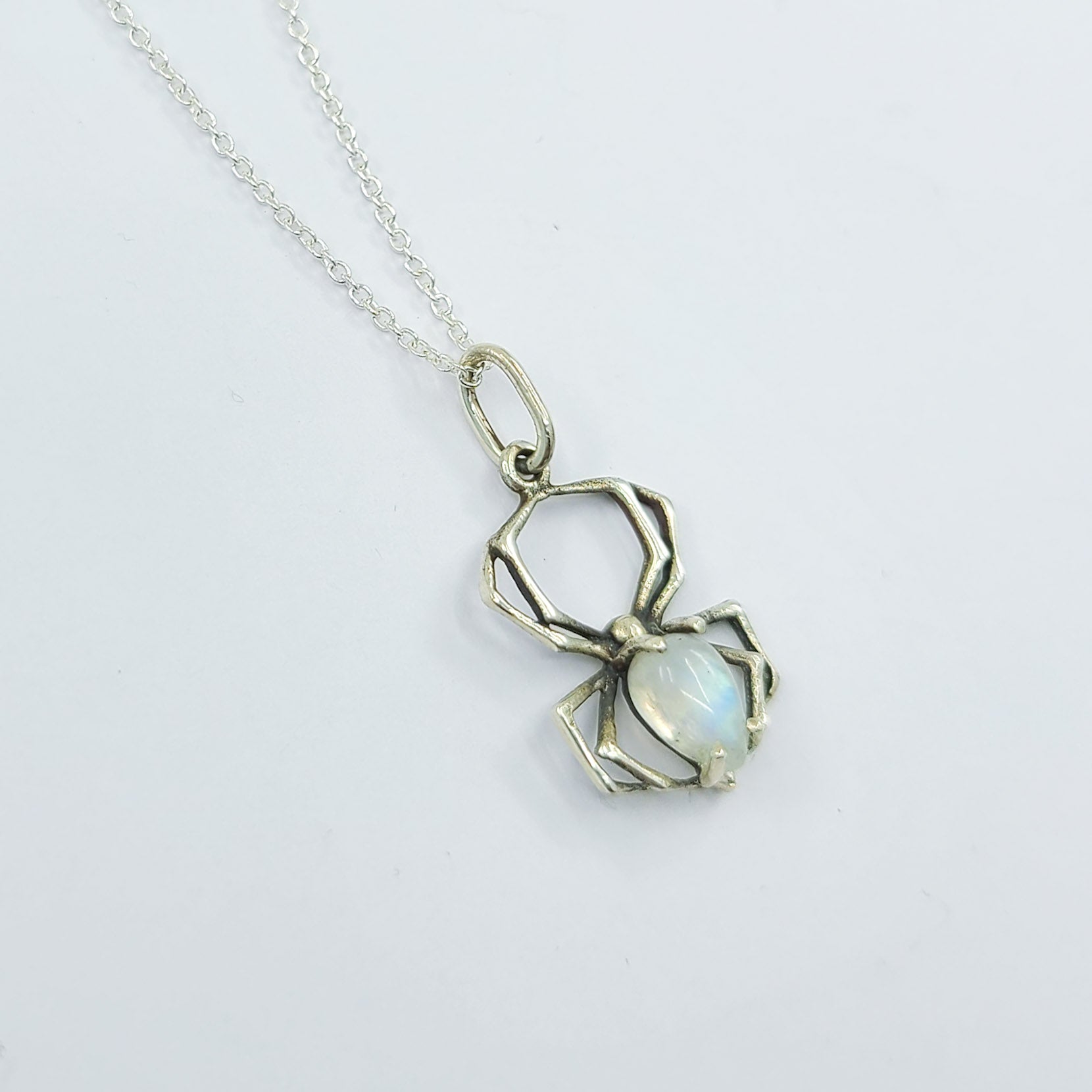 Rainbow Moonstone Spider Pendant