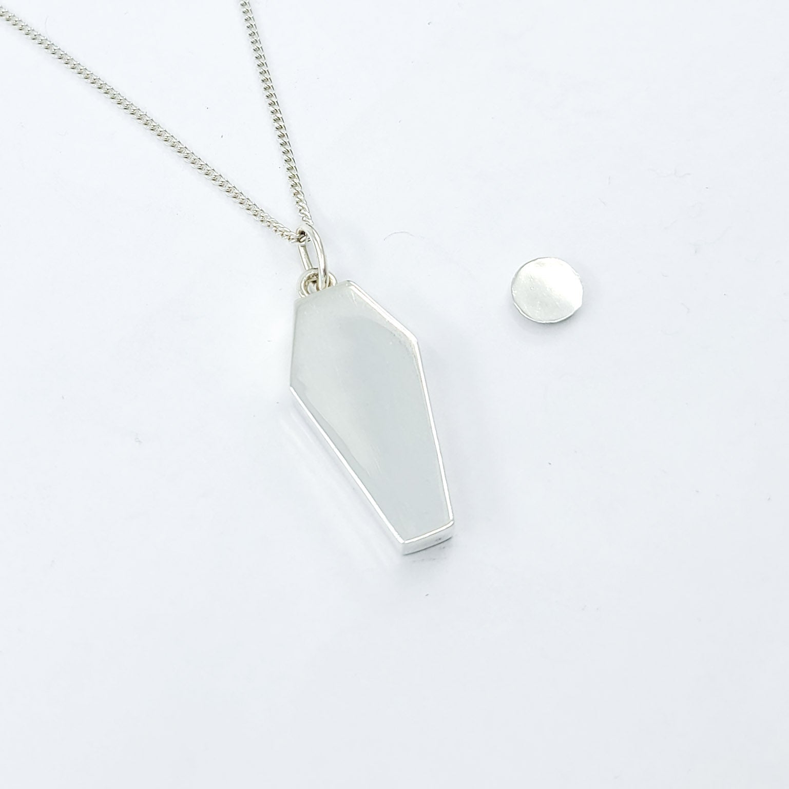 Silver Coffin Urn Necklace