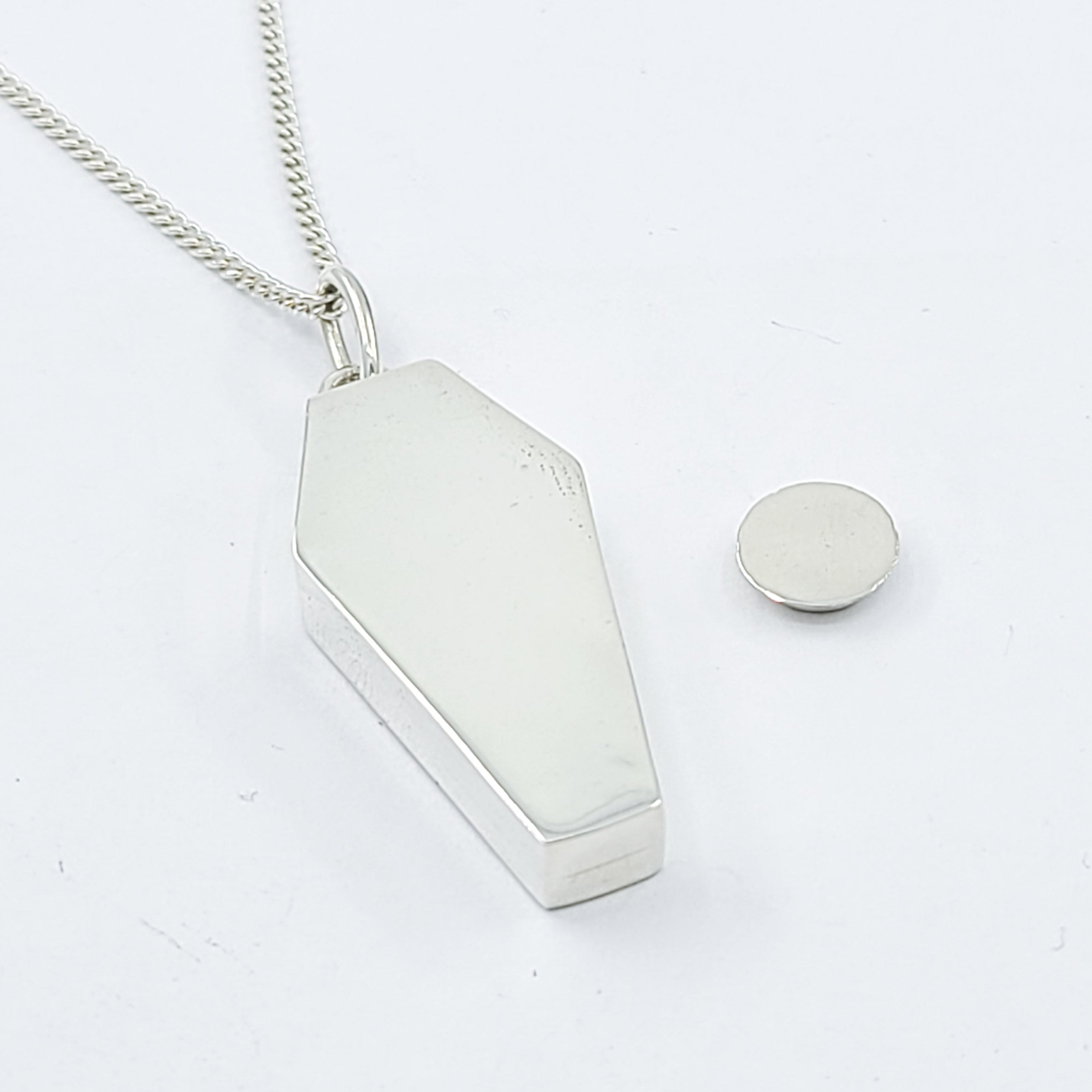 Silver Coffin Urn Necklace