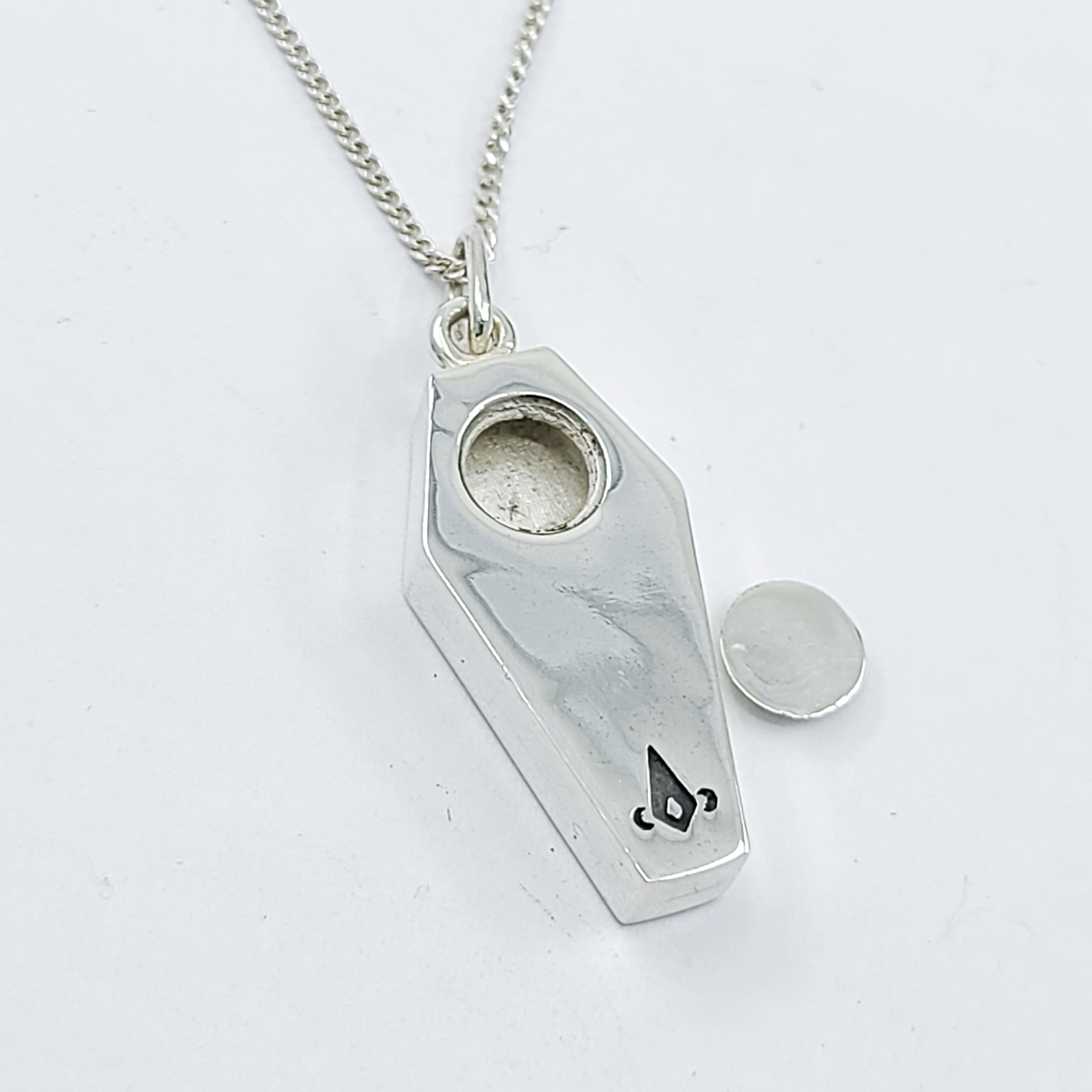 Silver Coffin Urn Necklace