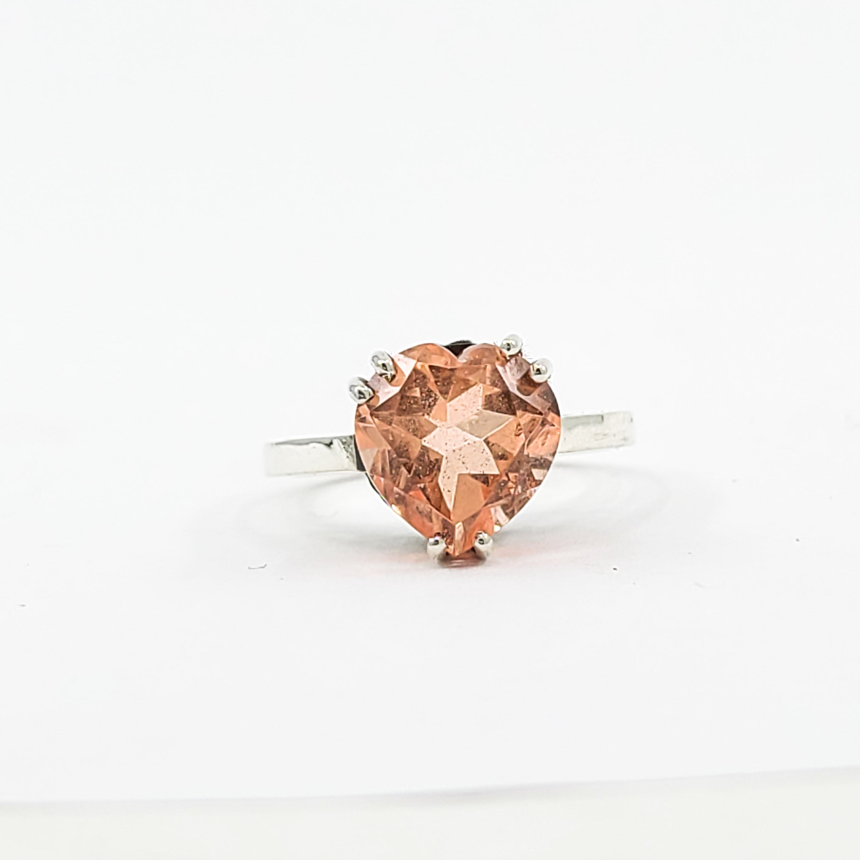 Pink Strawberry Quartz Heart Ring / Morganite Quartz