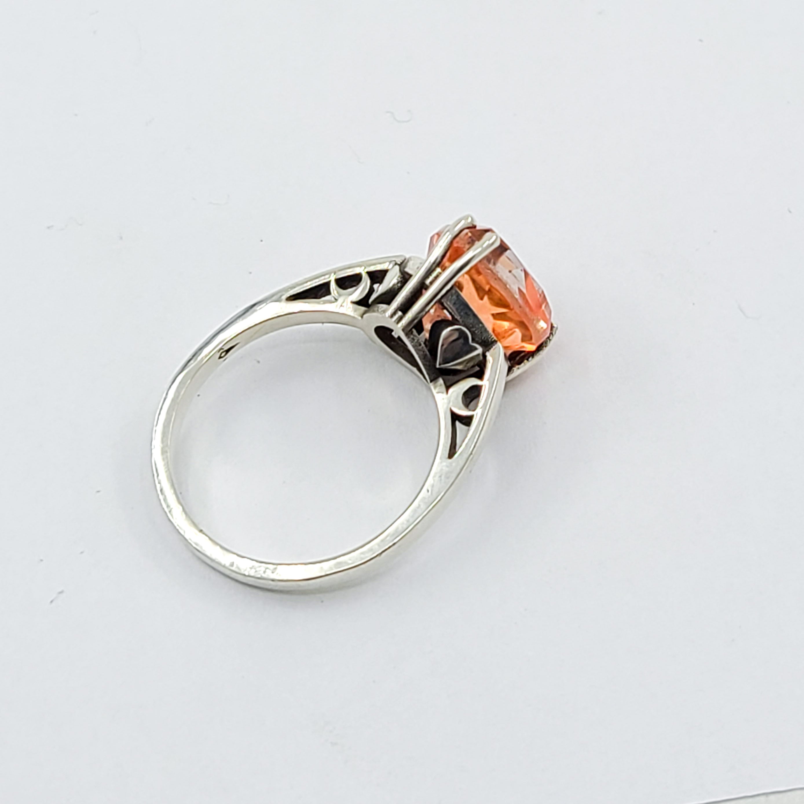 Pink Strawberry Quartz Heart Ring / Morganite Quartz