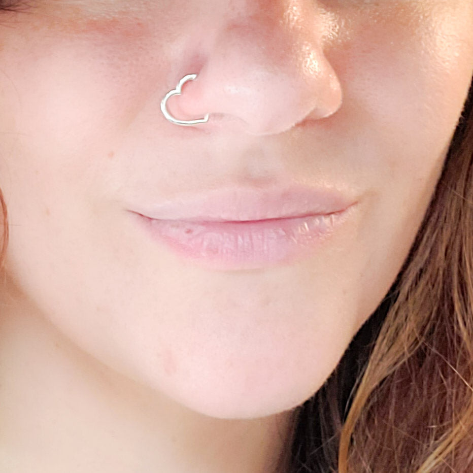 Small Heart Fake Nose Piercing - Gold Options