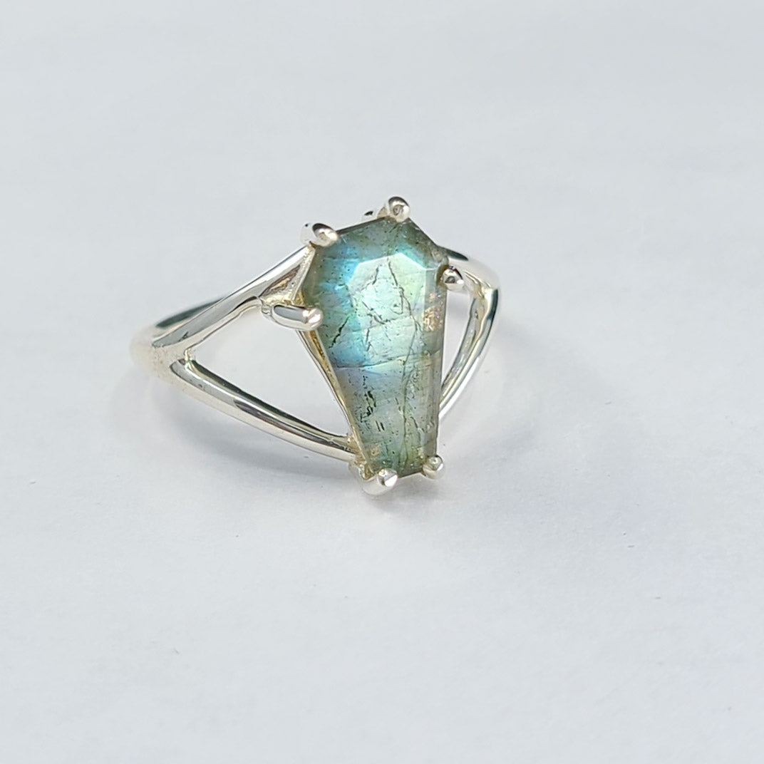 Big Labradorite Coffin Ring - Inchoo Bijoux