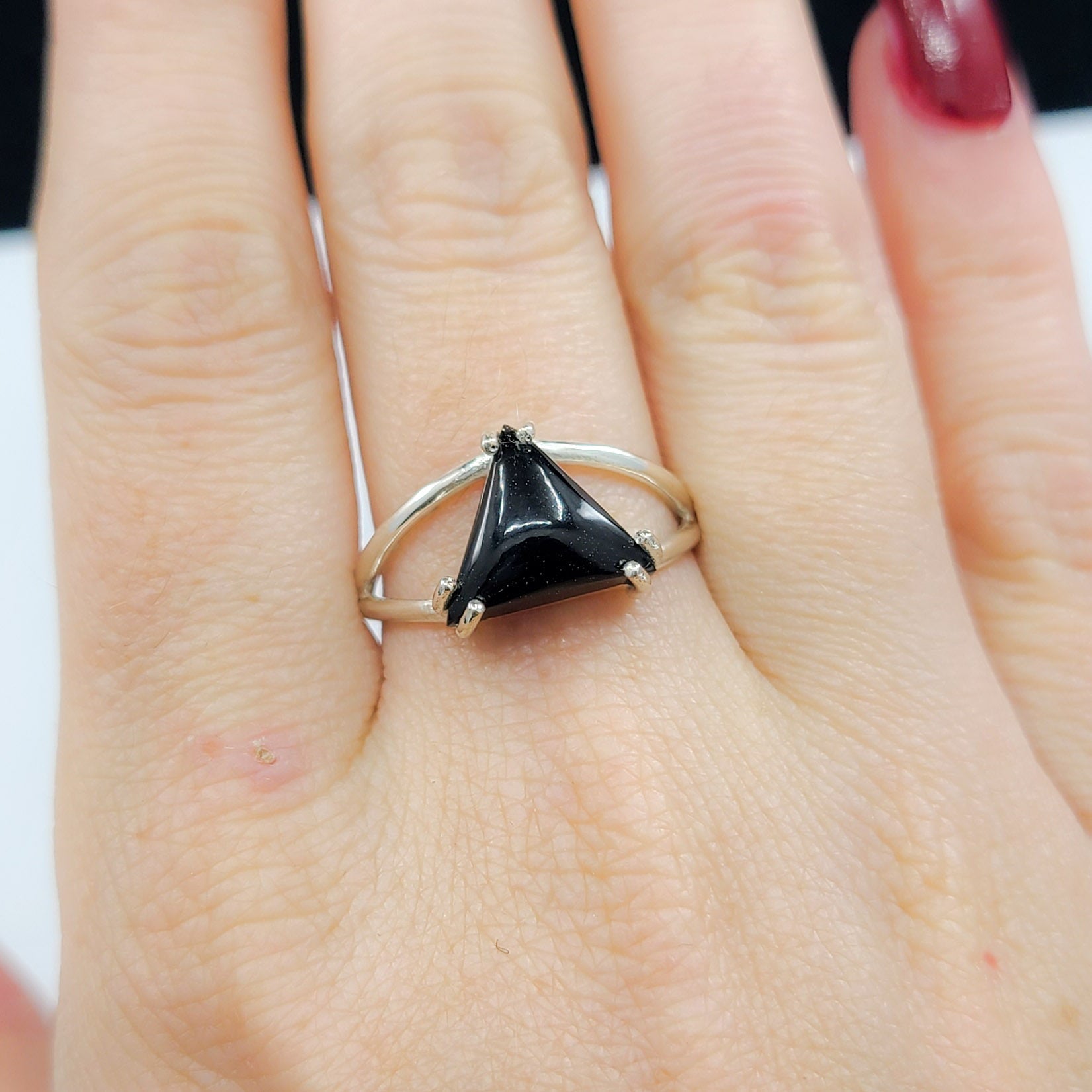 Black Triangle Onyx Ring