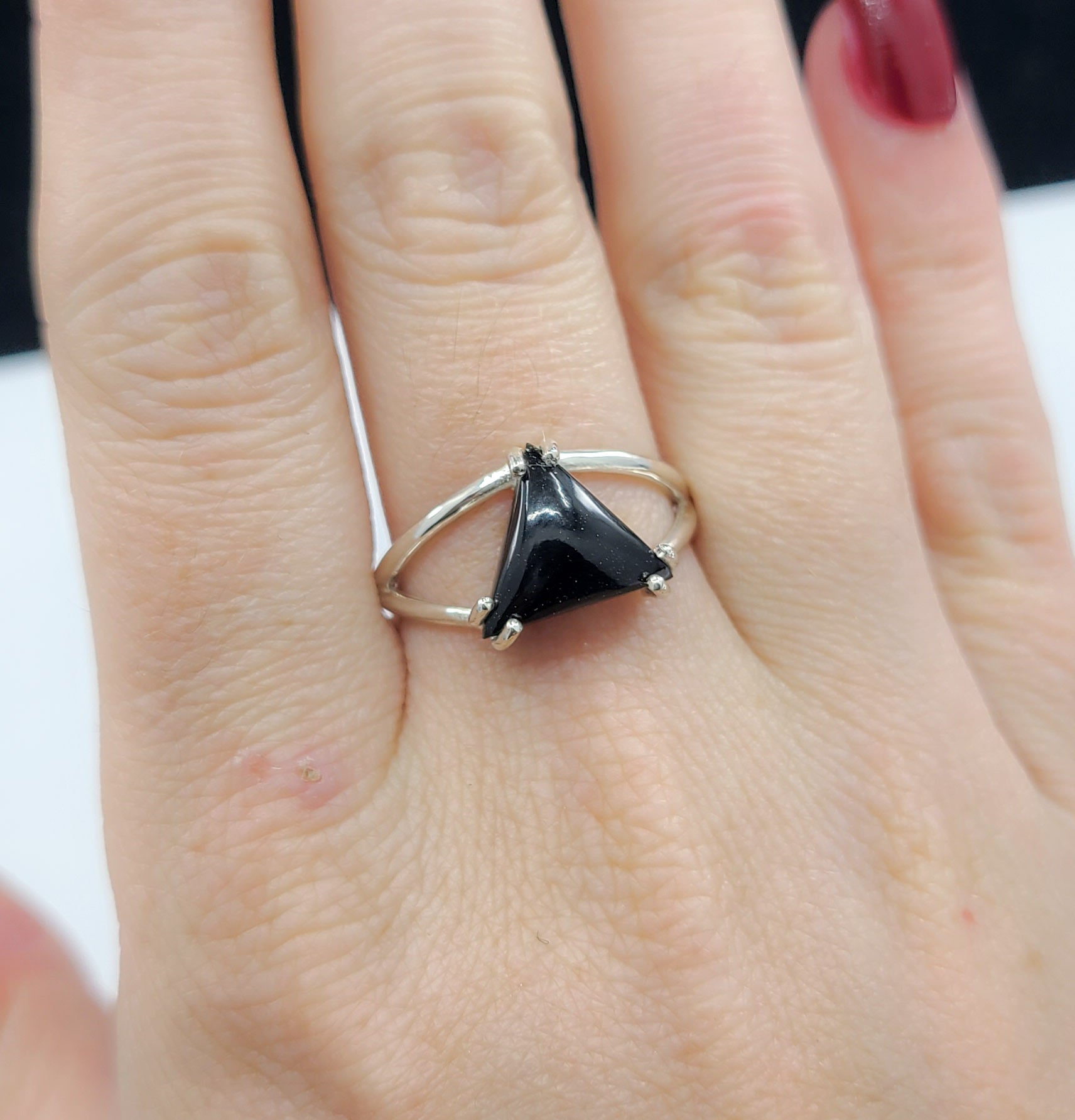 Black Triangle Onyx Ring