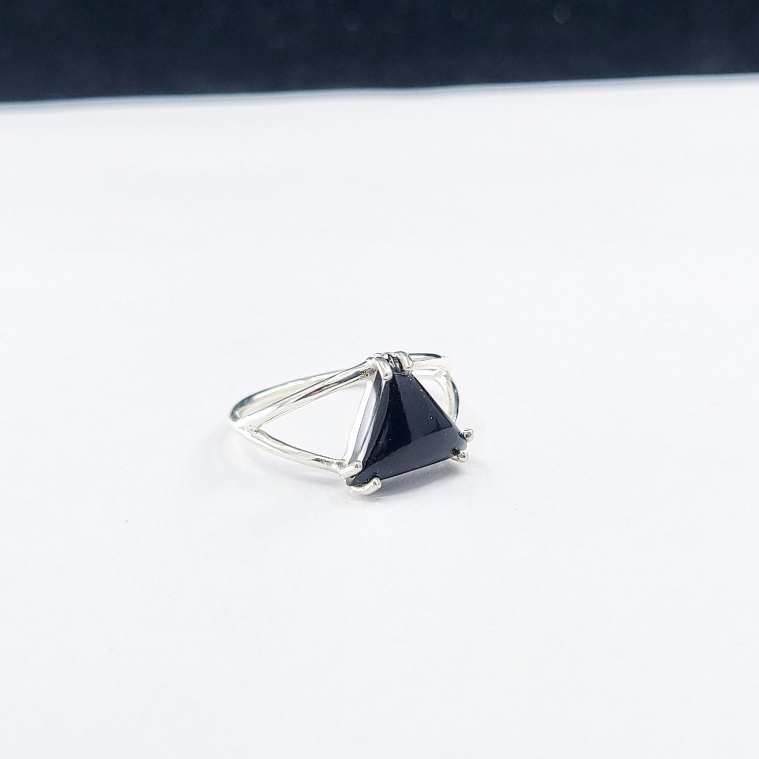 Black Triangle Onyx Ring