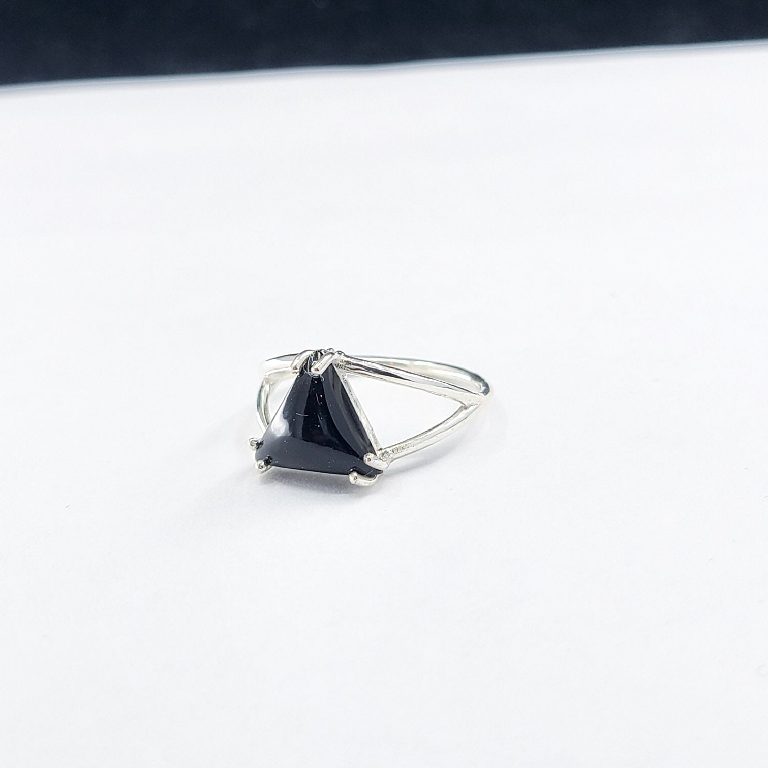 Black Triangle Onyx Ring