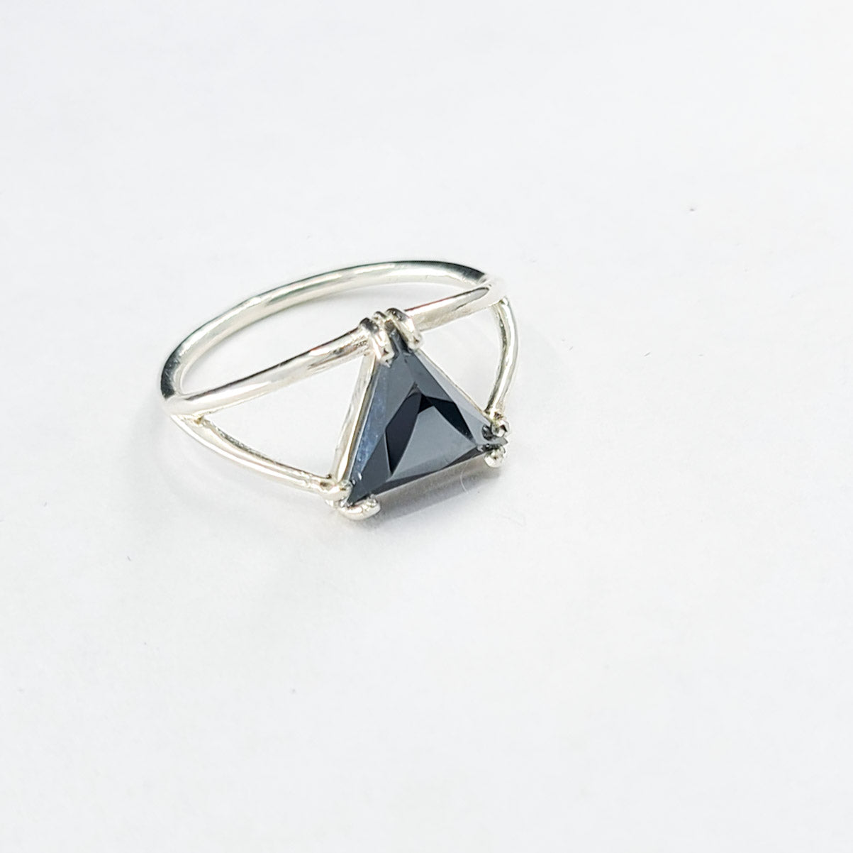 Sparkling Hematite Triangle Ring