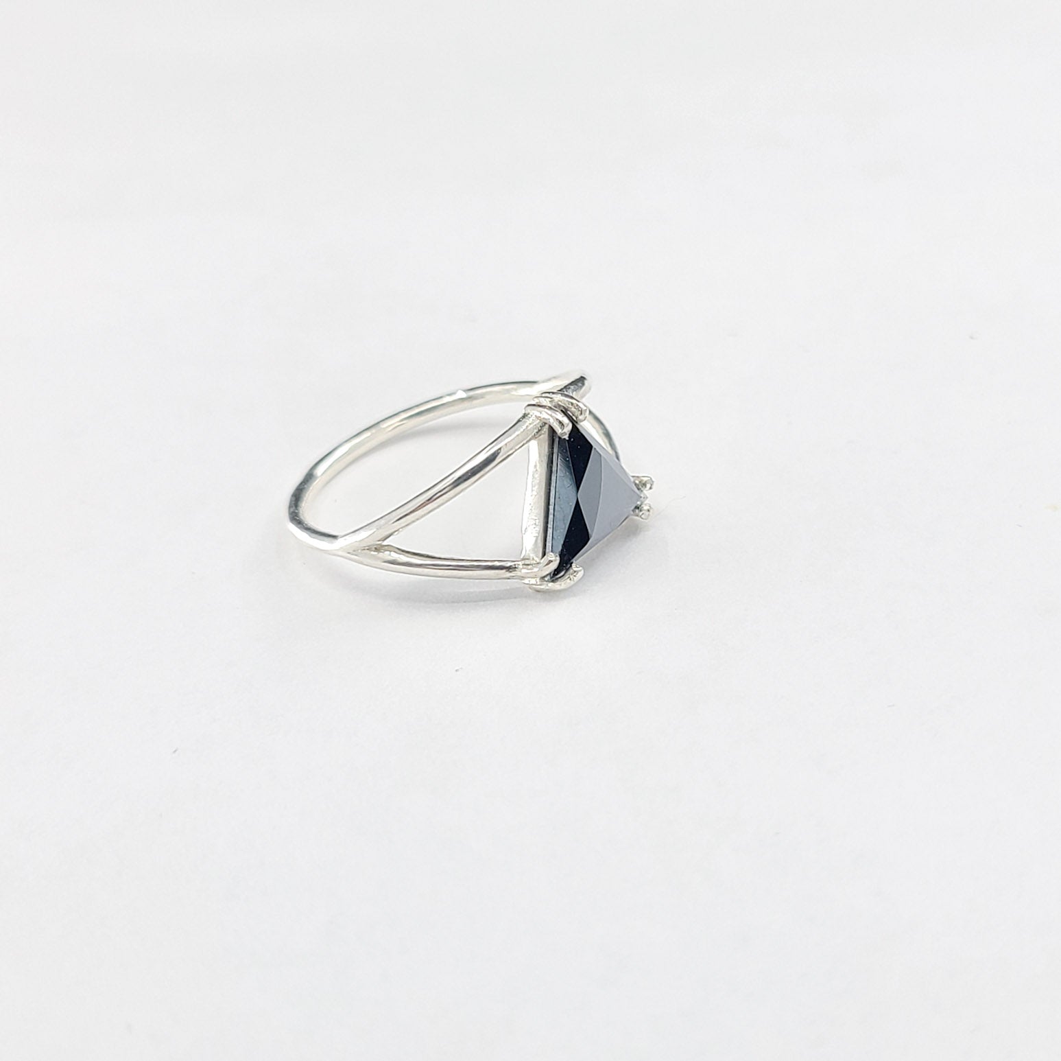 Sparkling Hematite Triangle Ring