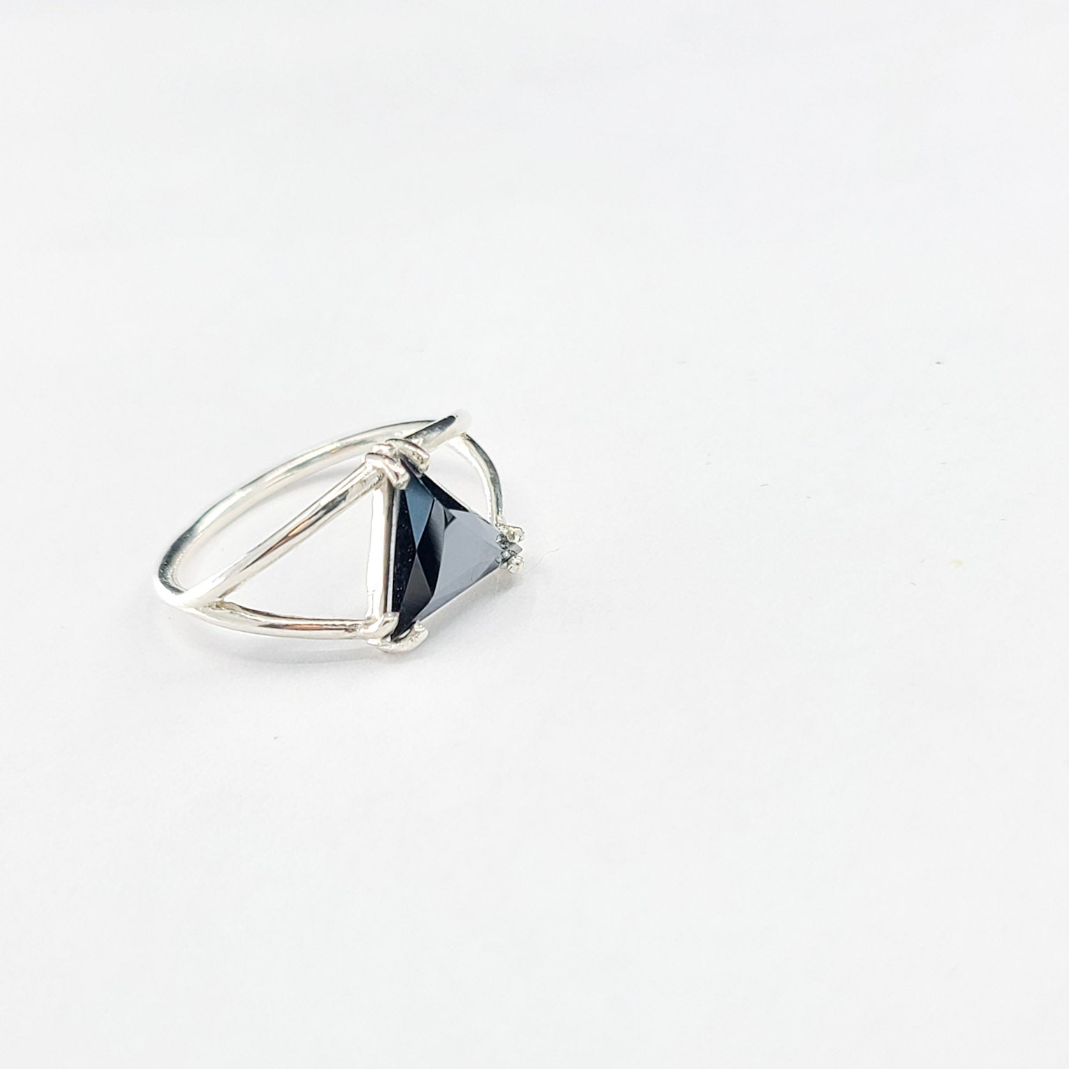 Sparkling Hematite Triangle Ring