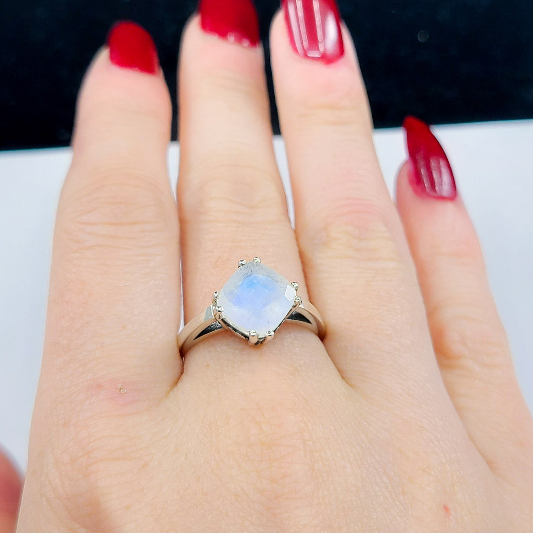 Big Rainbow Moonstone Ring