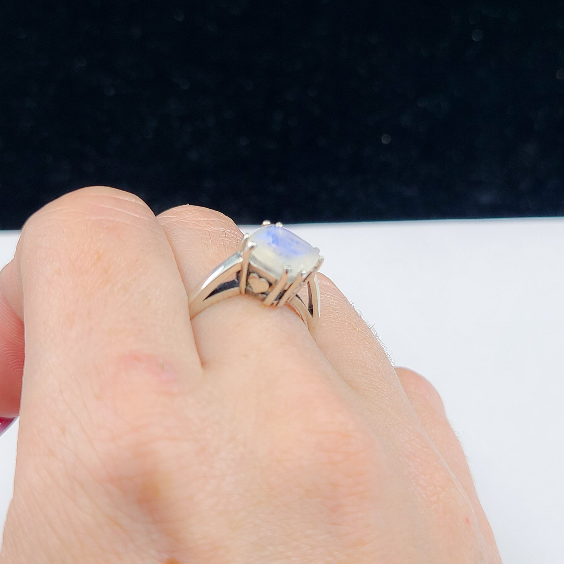 Big Rainbow Moonstone Ring