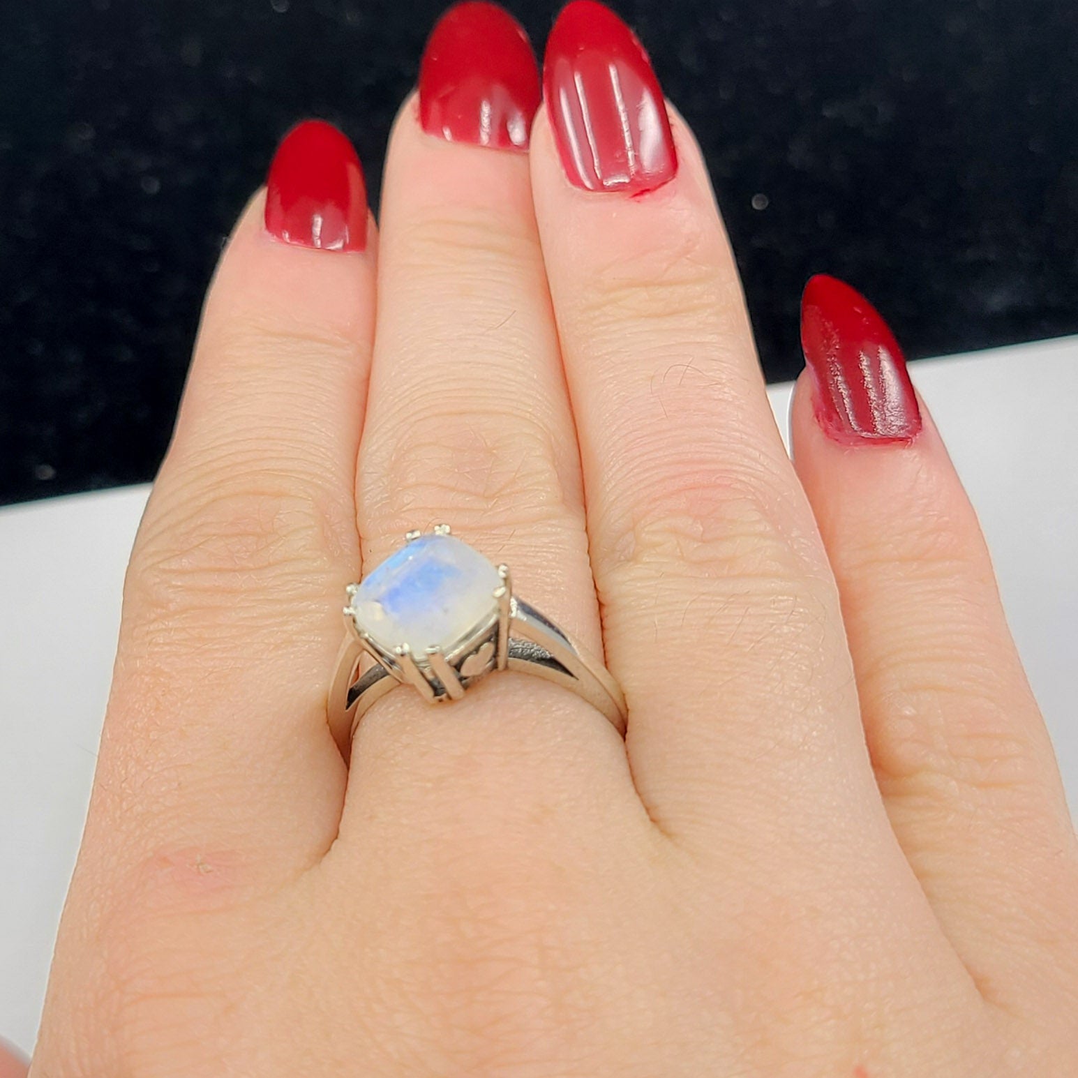 Big Rainbow Moonstone Ring