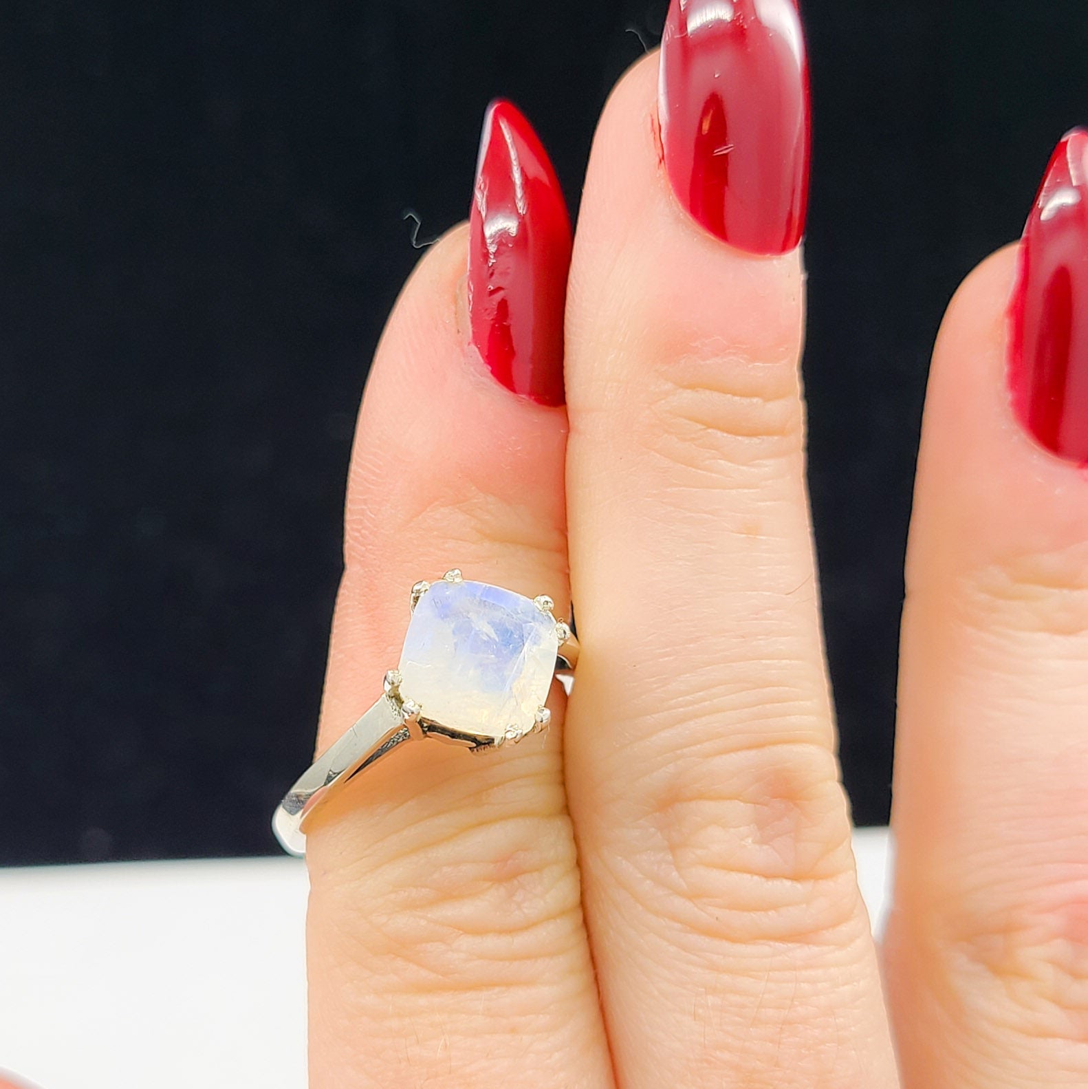 Big Rainbow Moonstone Ring