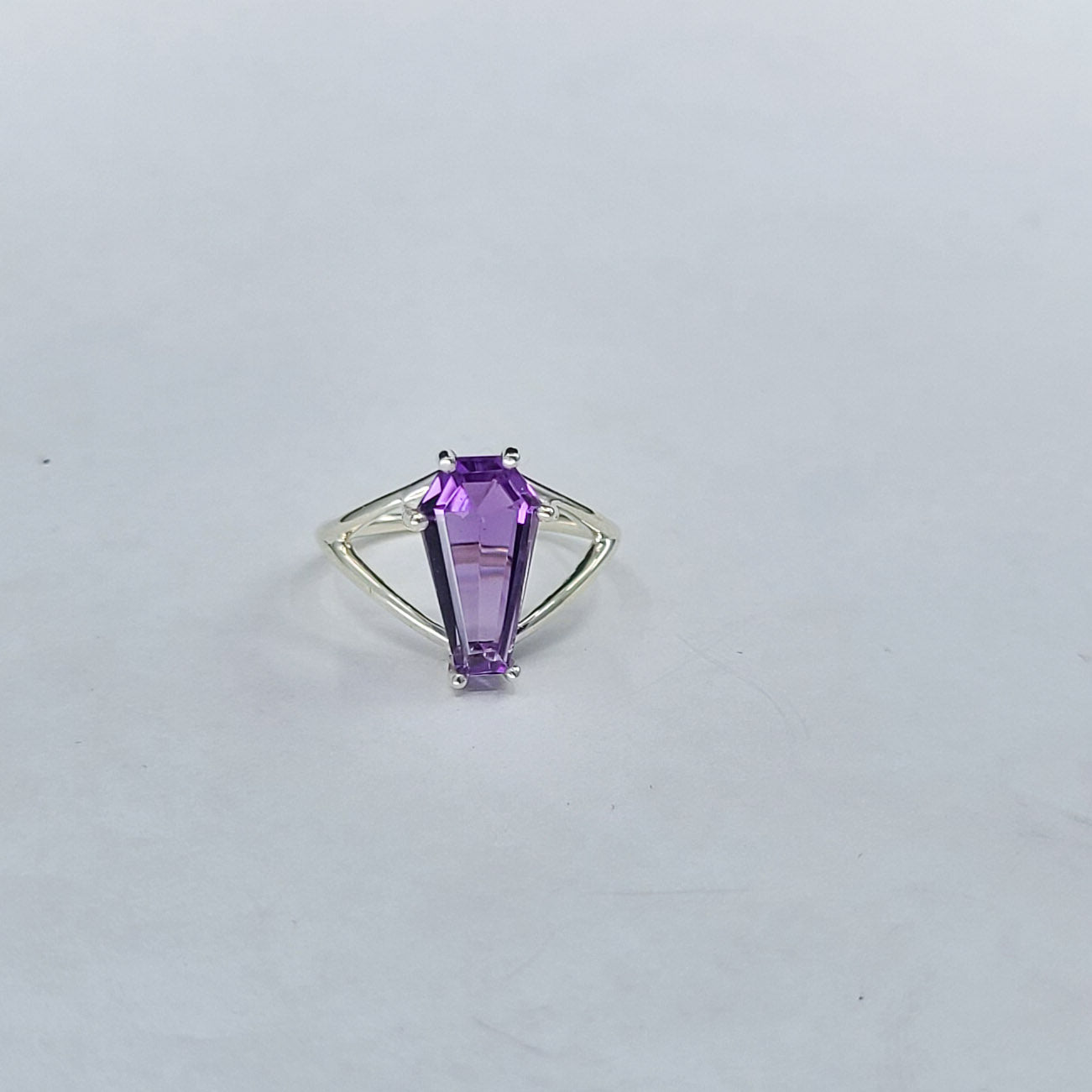 Big Purple Amethyst Coffin Ring - Inchoo Bijoux