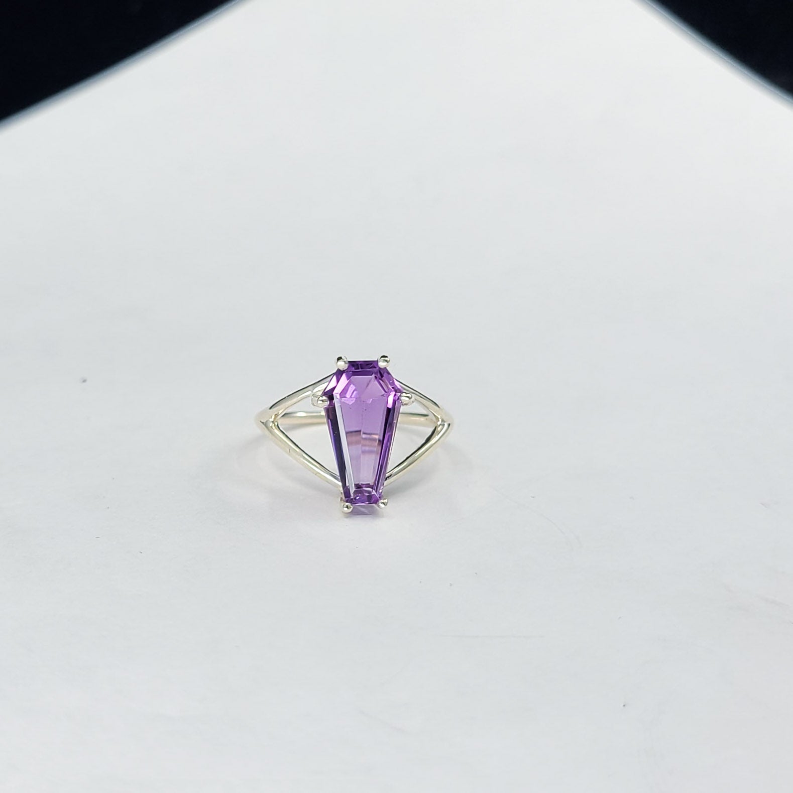 Big Purple Amethyst Coffin Ring - Inchoo Bijoux
