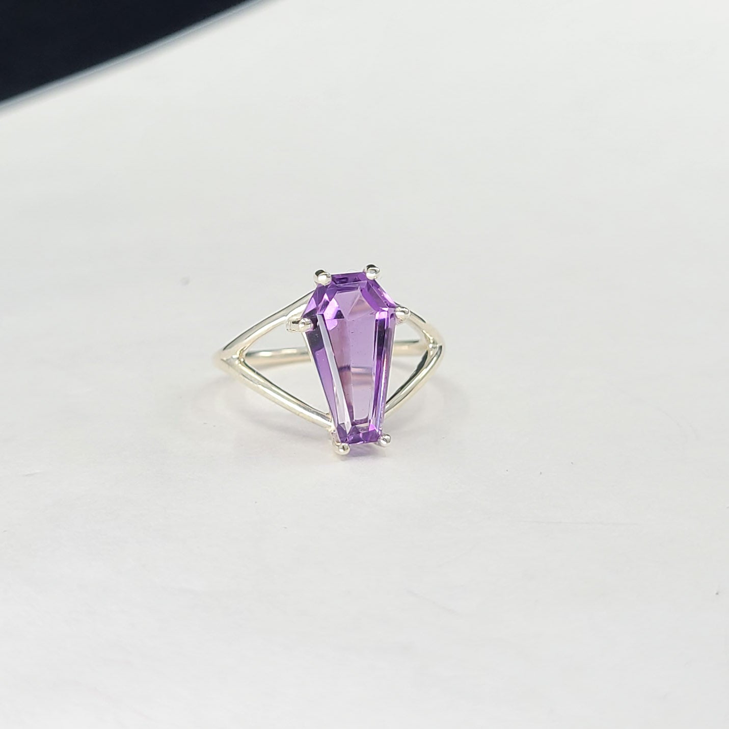 Big Purple Amethyst Coffin Ring - Inchoo Bijoux