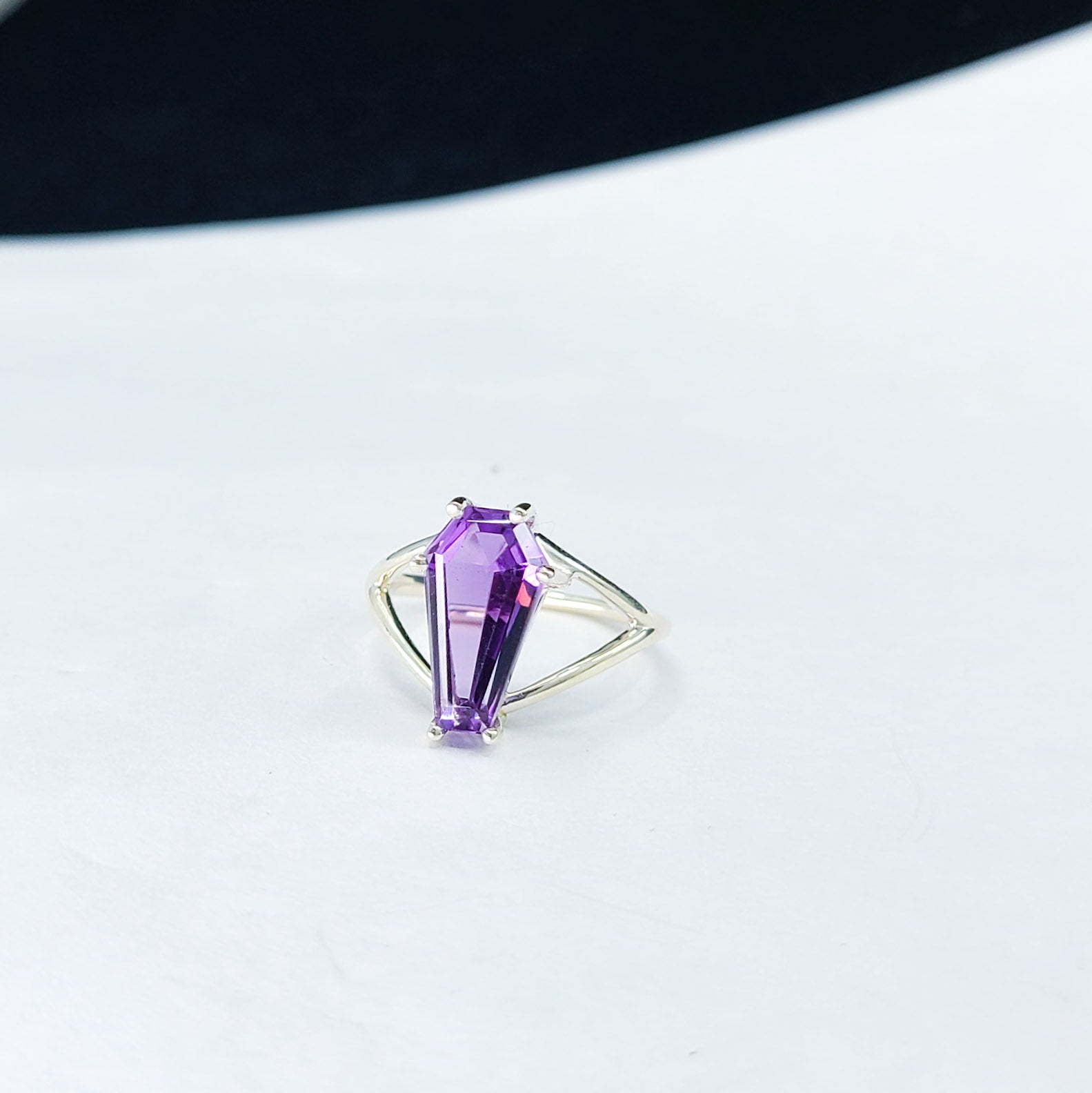 Big Purple Amethyst Coffin Ring - Inchoo Bijoux