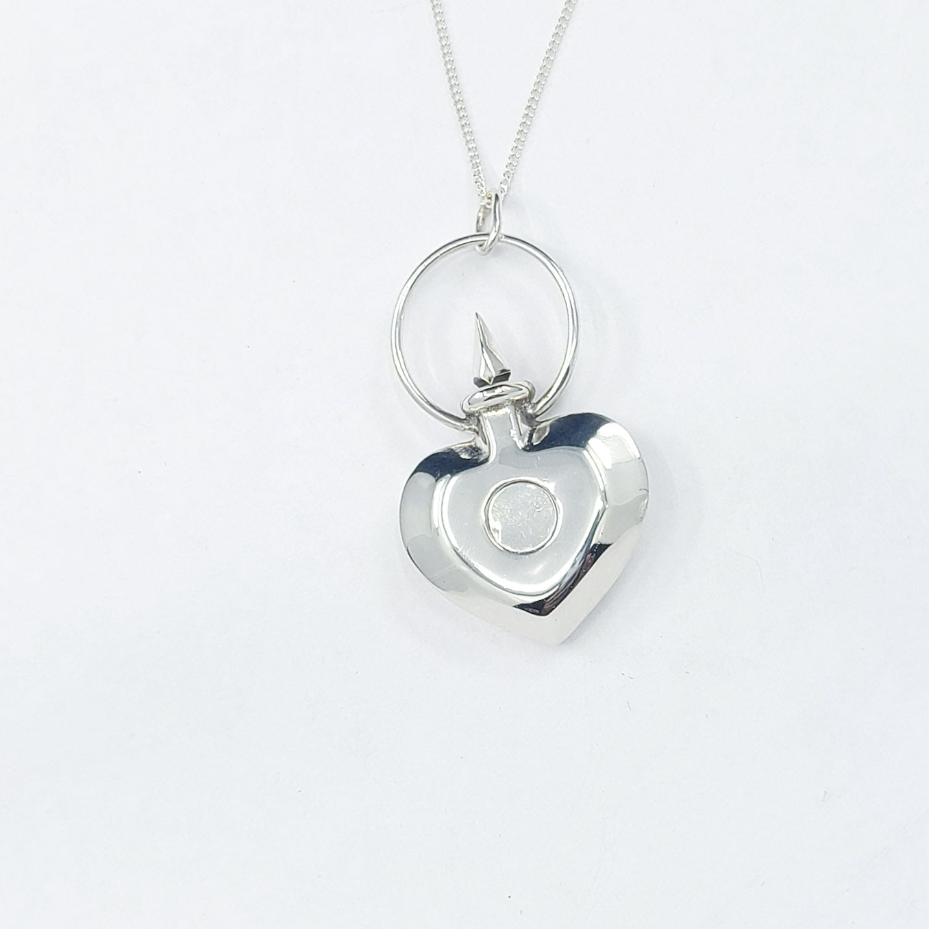 Silver Heart Urn Vial Pendant