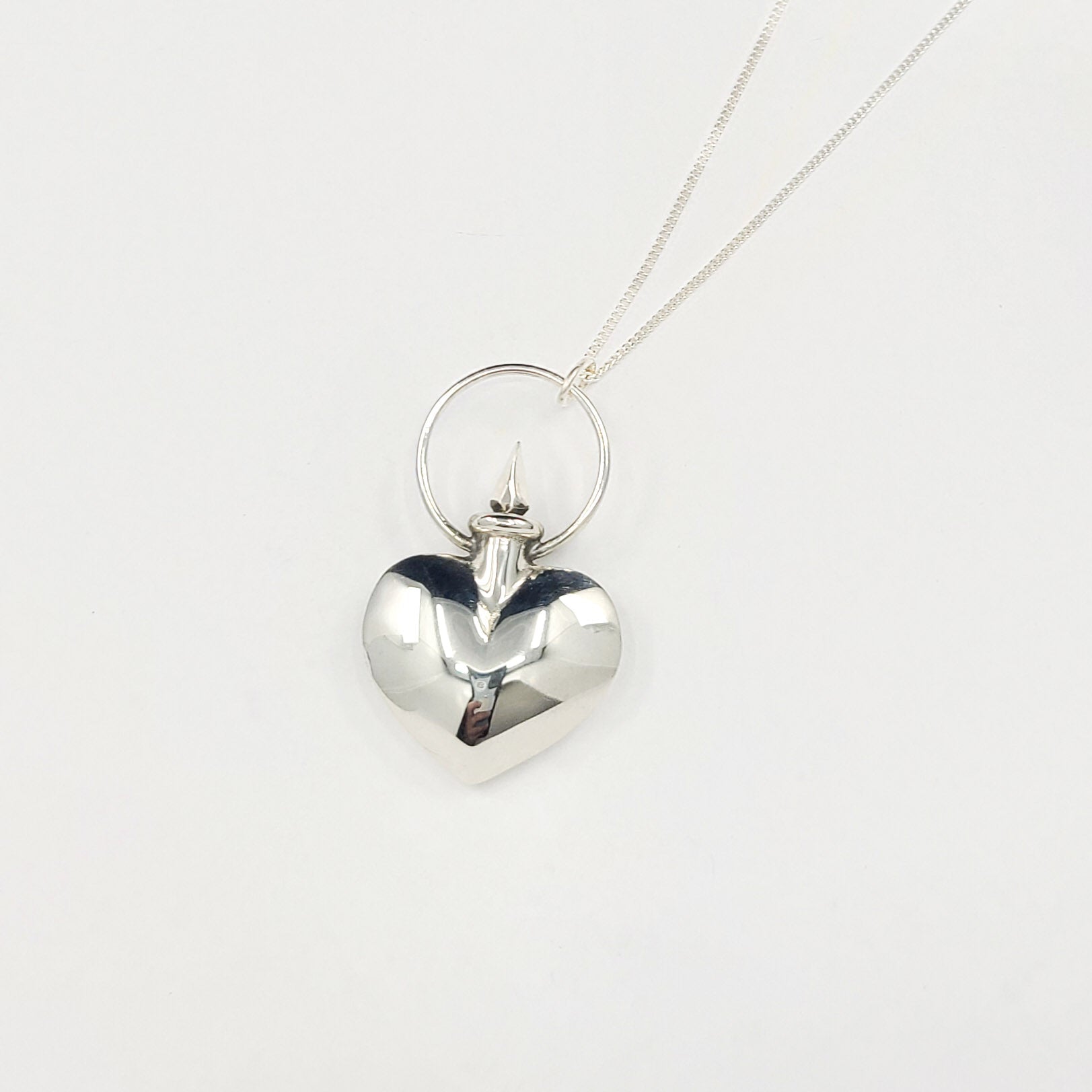 Silver Heart Urn Vial Pendant