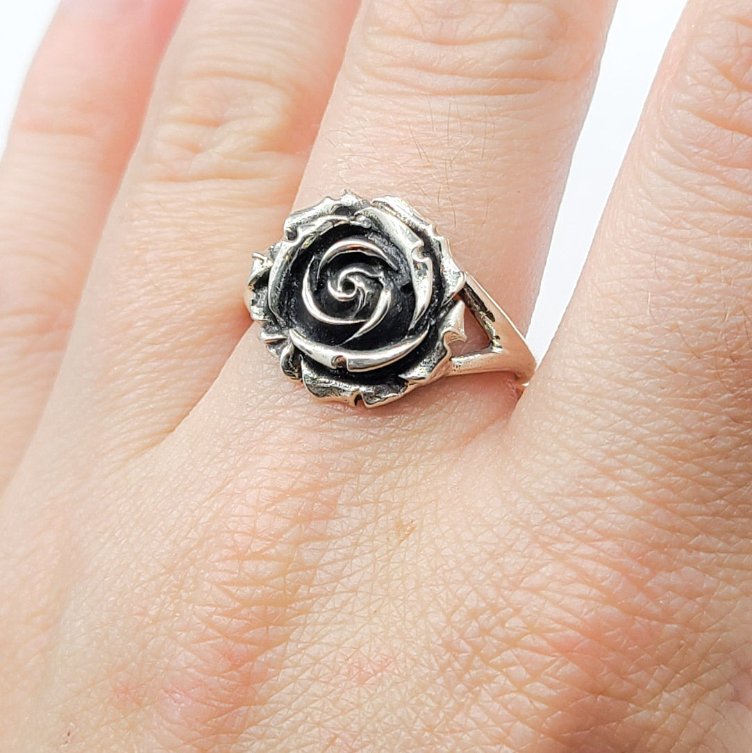 Statement Silver Rose Ring - Inchoo Bijoux