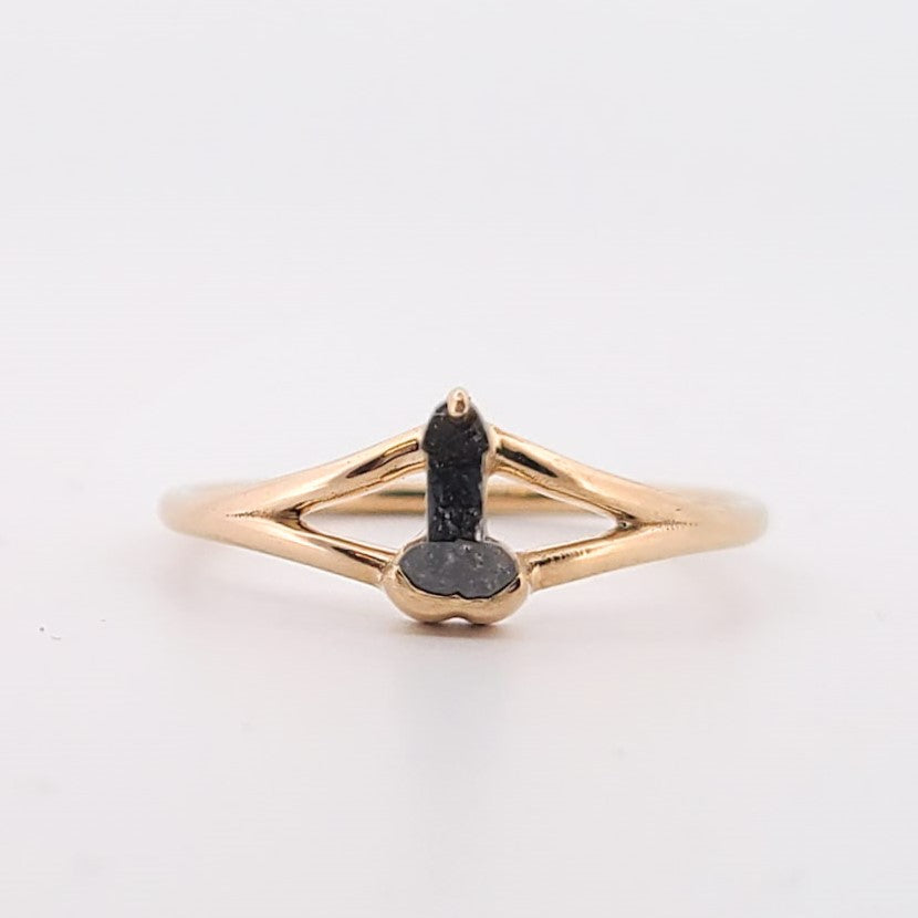Penis Salt and Pepper Diamond Ring  - Gold Options