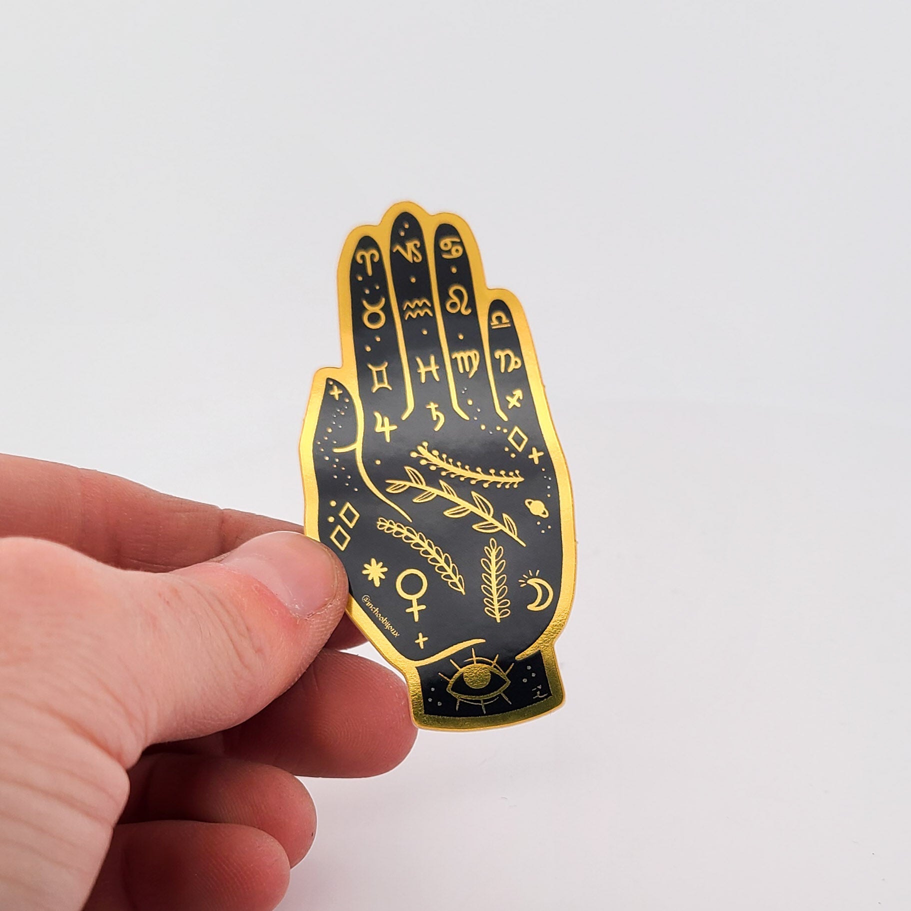 Black & Gold Palmistry Hand Sticker - Inchoo Bijoux