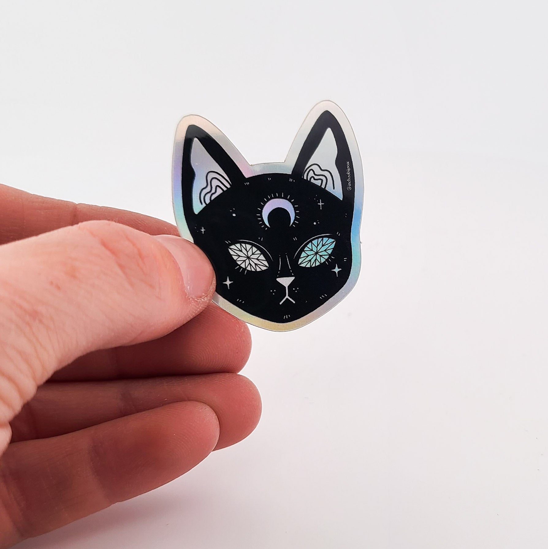 Small Holographic Cat Sticker Vinyl