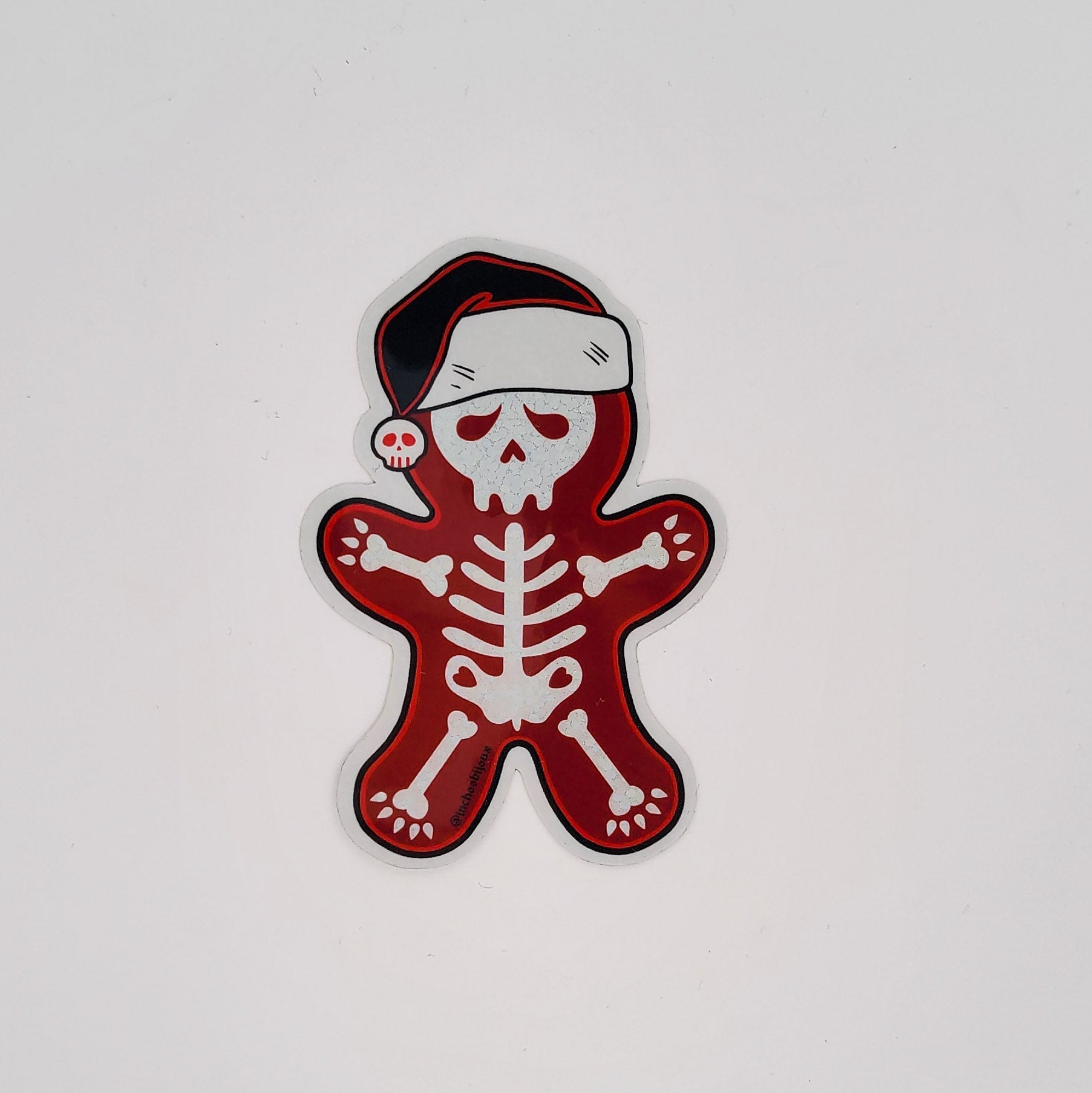 Snow Glitter Ginger Bread Skeleton Cookie Holiday Sticker