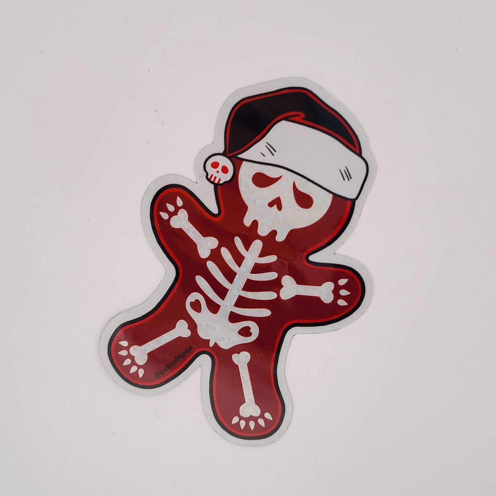 Snow Glitter Ginger Bread Skeleton Cookie Holiday Sticker
