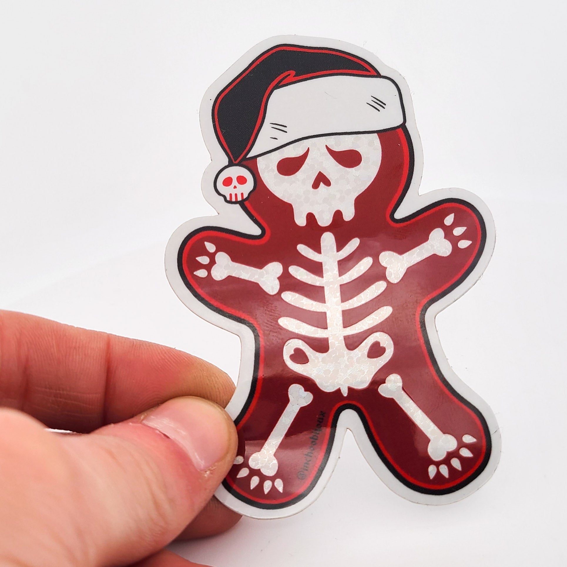 Snow Glitter Ginger Bread Skeleton Cookie Holiday Sticker