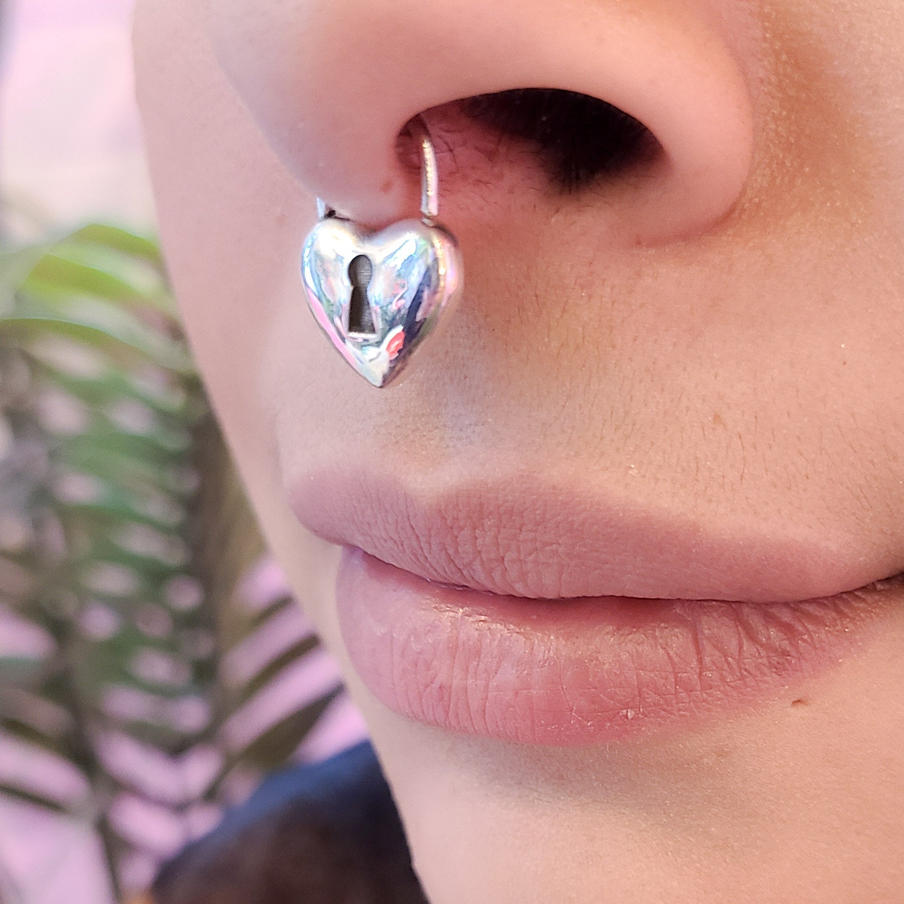 Silver Heart Lock Septum Piercing - Inchoo Bijoux