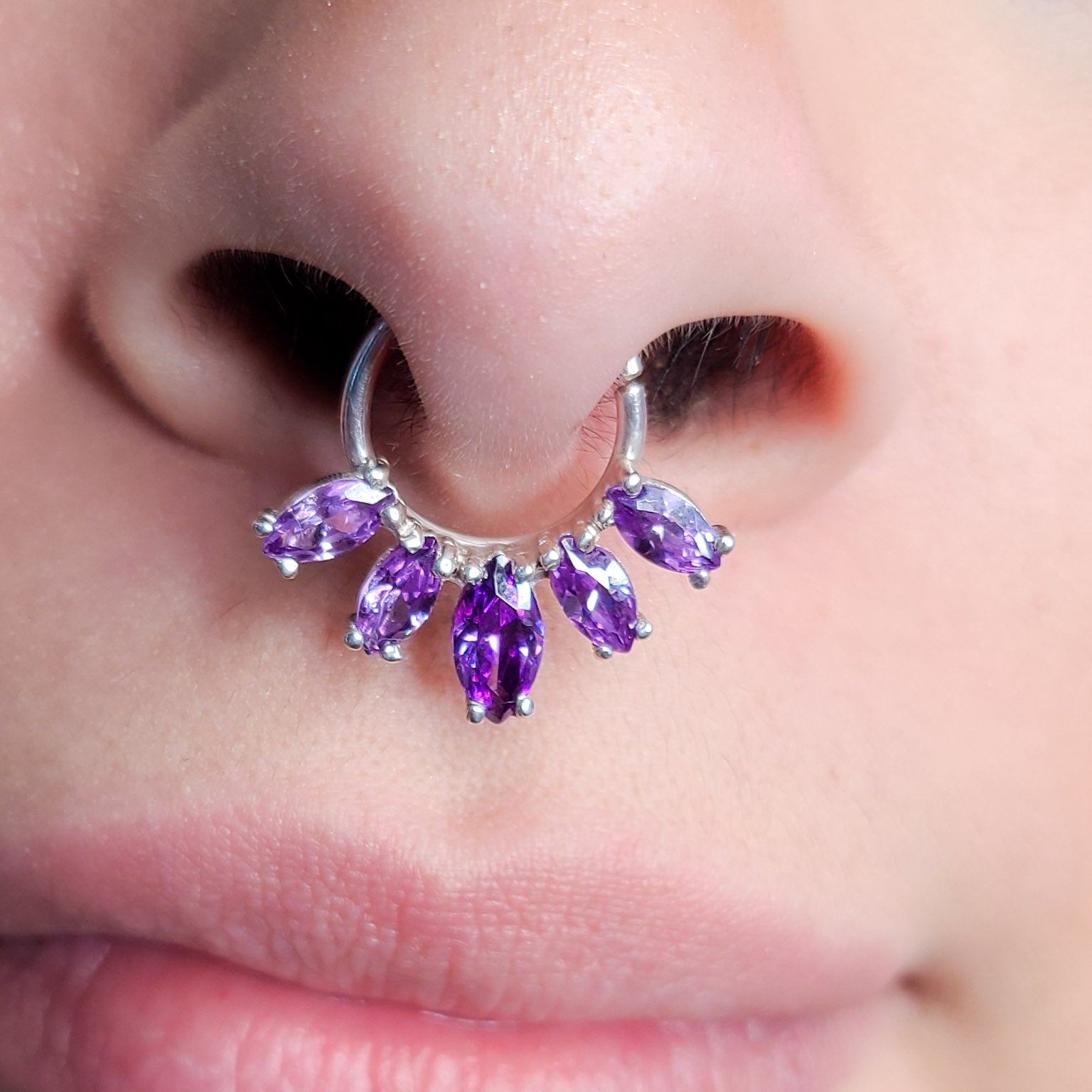 Purple Marquise Gemstone Septum