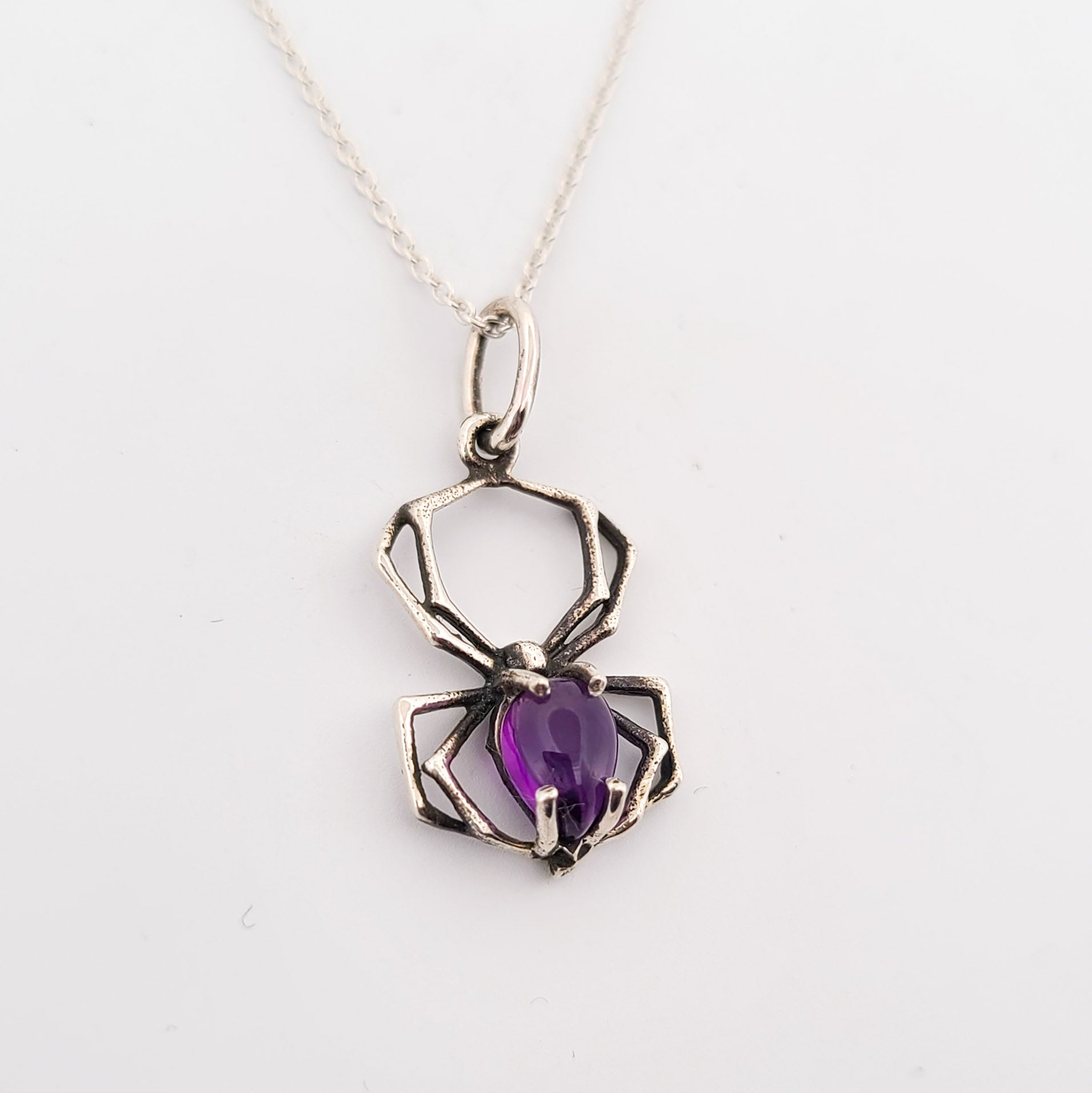 Purple Amethyst Spider Necklace