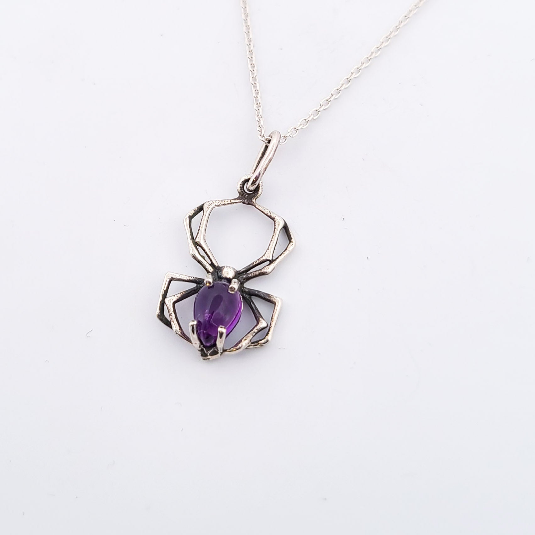 Purple Amethyst Spider Necklace