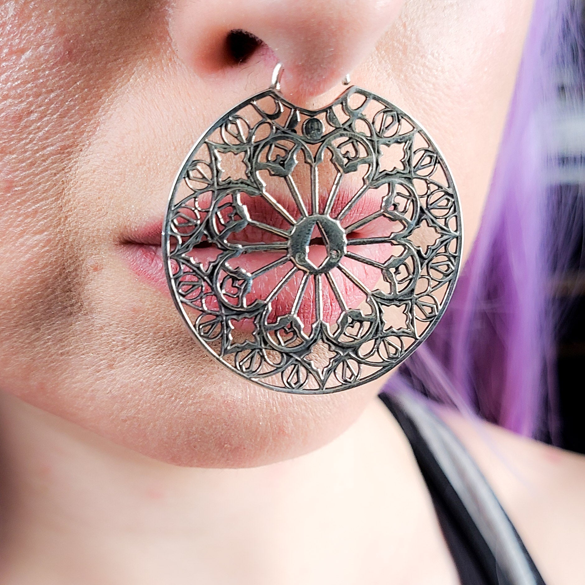 Oversized Moon Phase Cathedral Septum Piercing