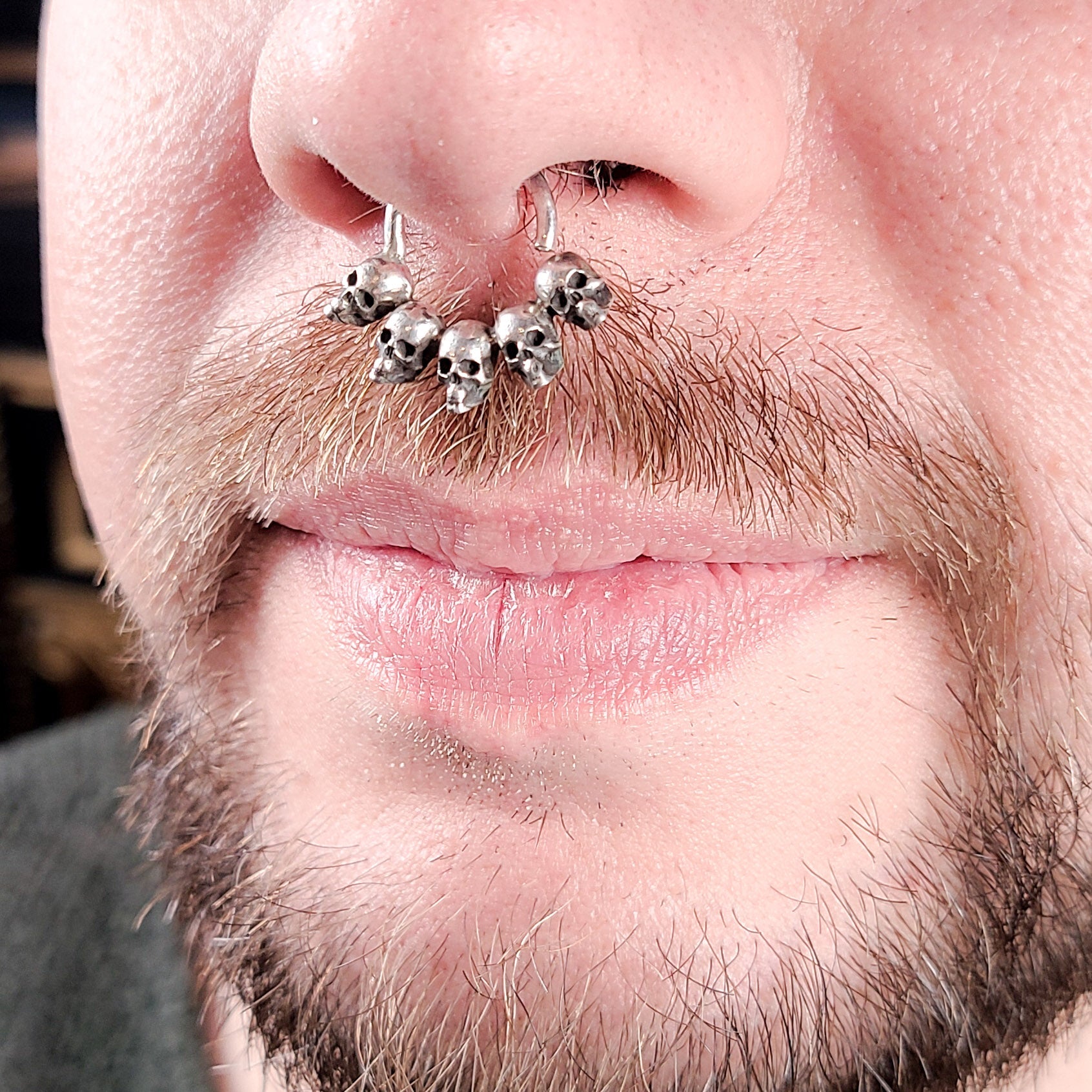 5 Skull Silver Septum Ring - Inchoo Bijoux