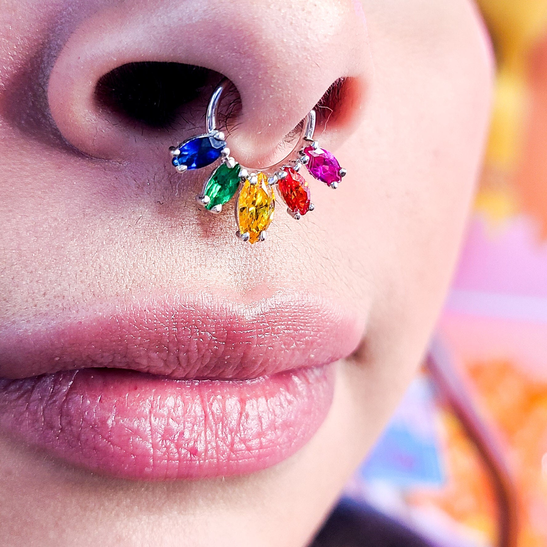 Masc Pride Flag Septum Piercing Marquise - Inchoo Bijoux
